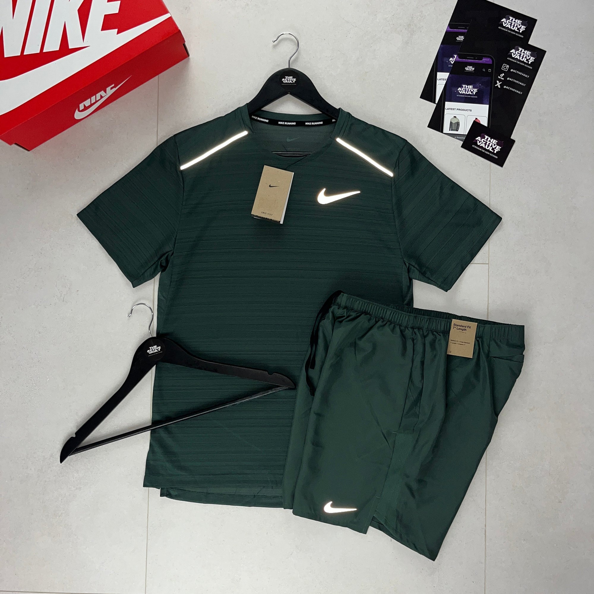Nike 1.0 Miler and Challenger Shorts Set - Vintage Green / Vintage Green - Active Vault