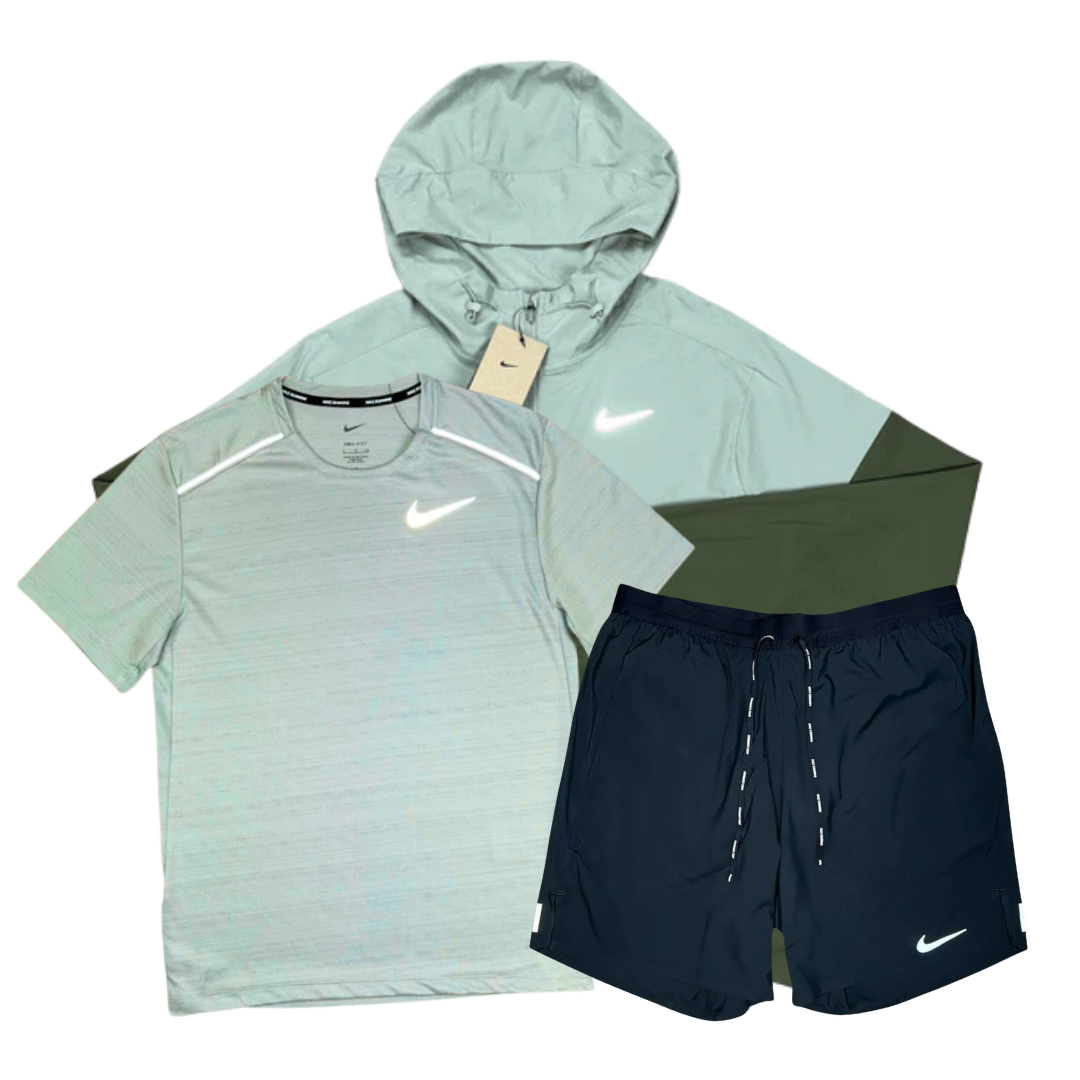 Nike Miler T-Shirt - Windrunner - Flex Stride Shorts Outfit - Jade Horizon Green/Black