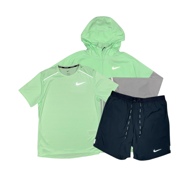 Nike Miler T-Shirt - Windrunner - Flex Stride Shorts Outfit - Vapour Green/Black