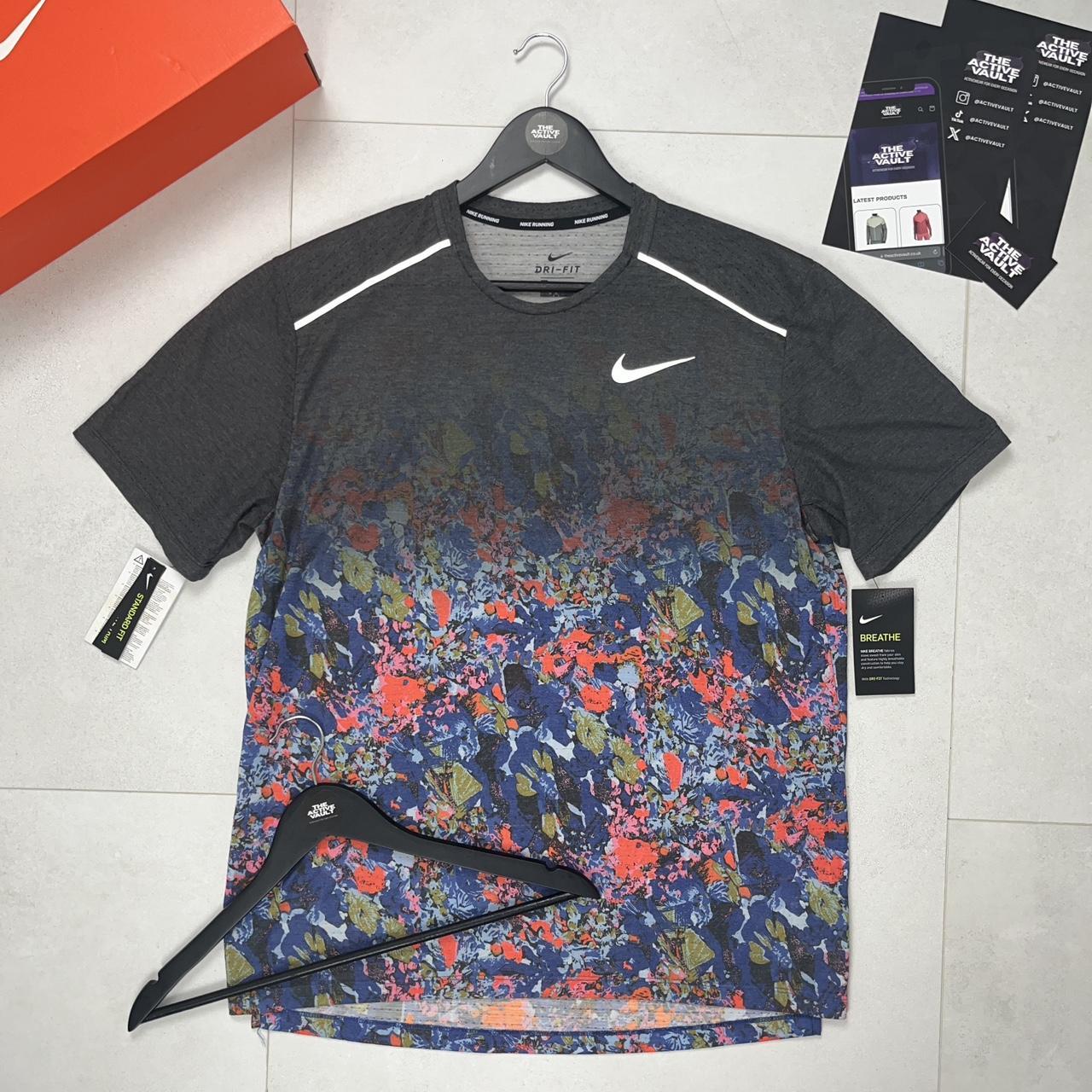 Nike Floral Breathe Miler 1.0 T-Shirt - Grey/Floral Print - Active Vault