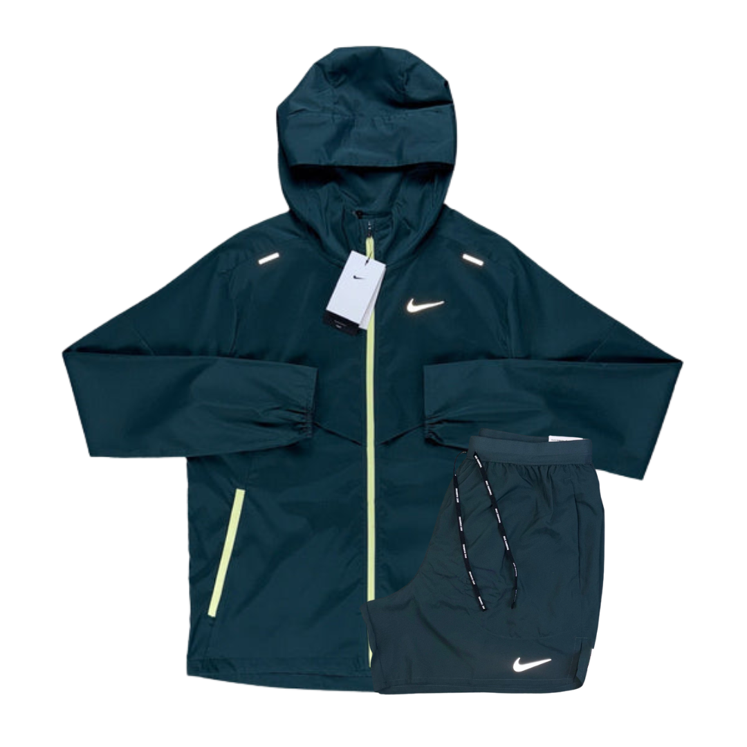 Nike Windrunner Jacket and Flex Stride Shorts Set - Deep Jungle Green