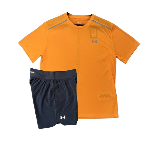 Under Armour Tech T-Shirt and Speedpocket Shorts Set - Orange/Grey