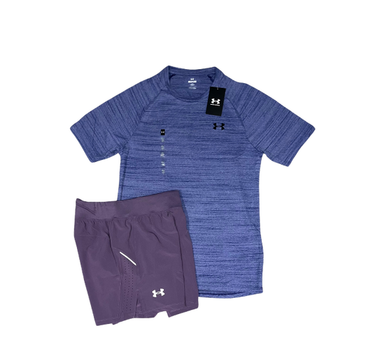 Under Armour Tech Tiger T-Shirt and Launch 5 Inch Shorts Set - Purple - Active Vault