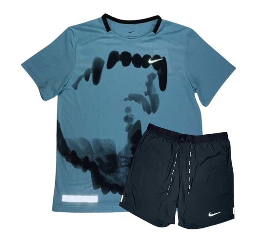 Nike Bark Miler T-Shirt and Flex Stride Shorts Set - Light Blue/Black - Active Vault