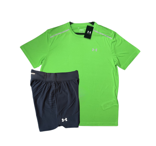 Under Armour Tech T-Shirt and Speedpocket Shorts Set - Green/Grey