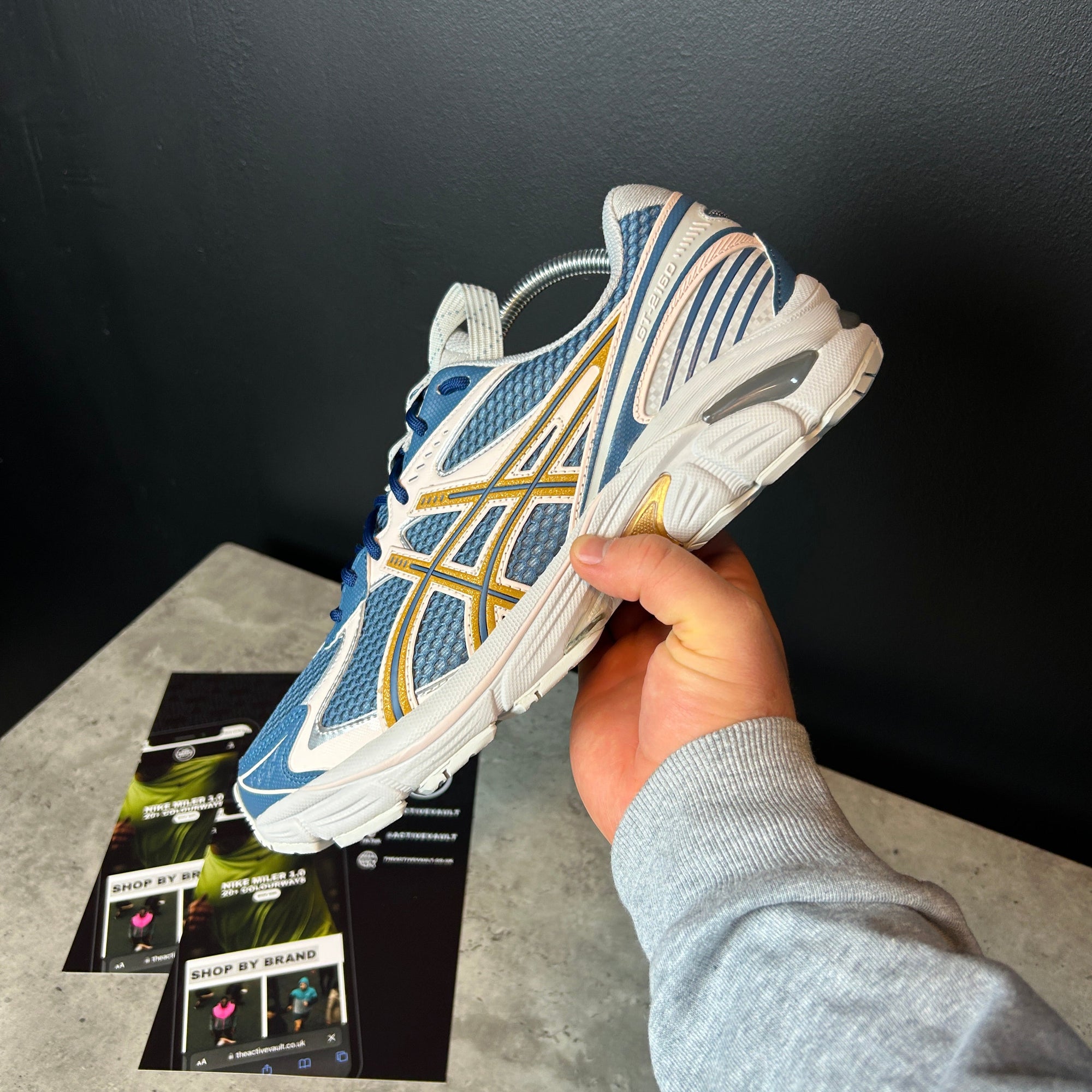 ASICS UB8-S GT-2160 Mesh Trainers - Azure Blue/Pure Gold