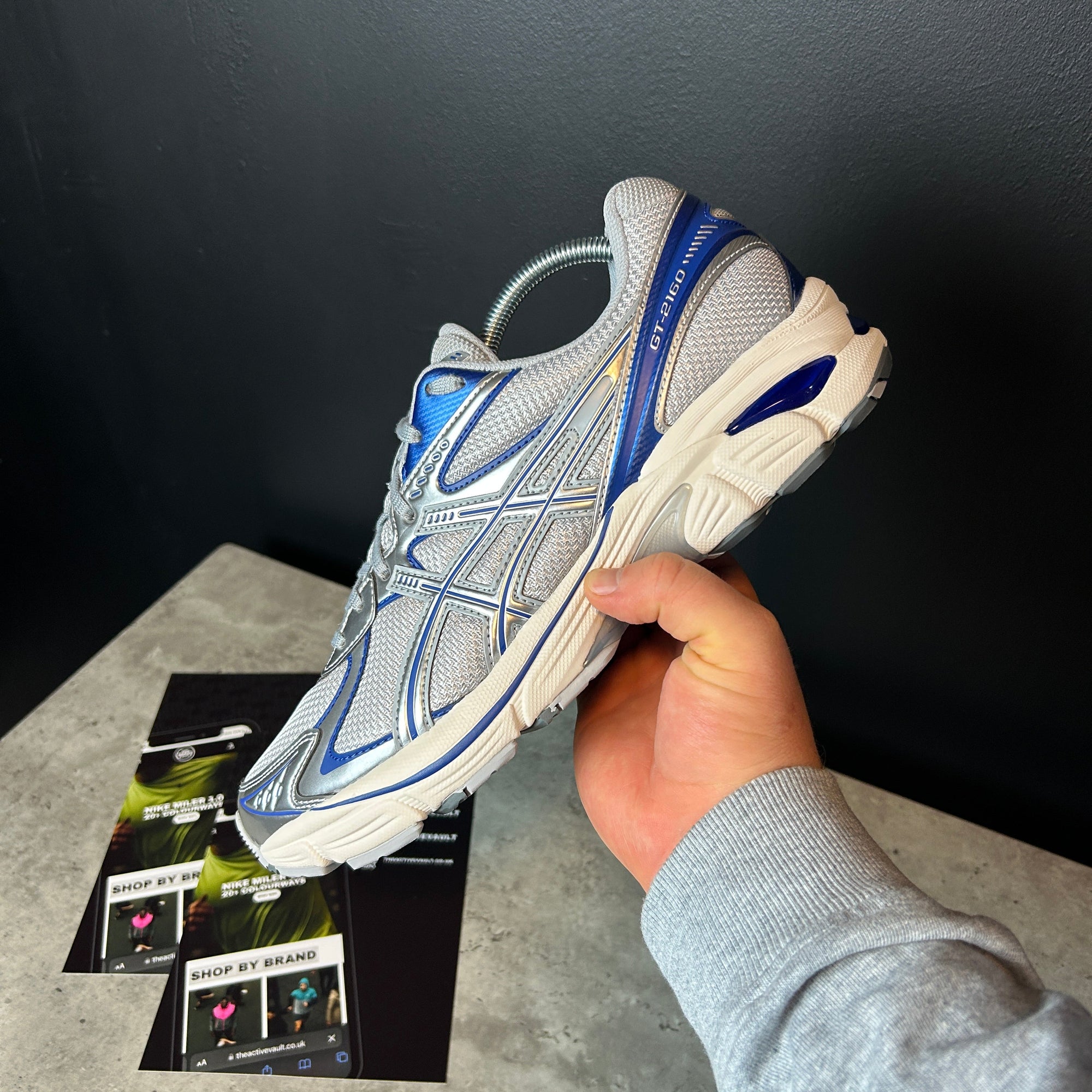 ASICS GT-2160 Mesh Trainers - Light Grey/Marine Blue