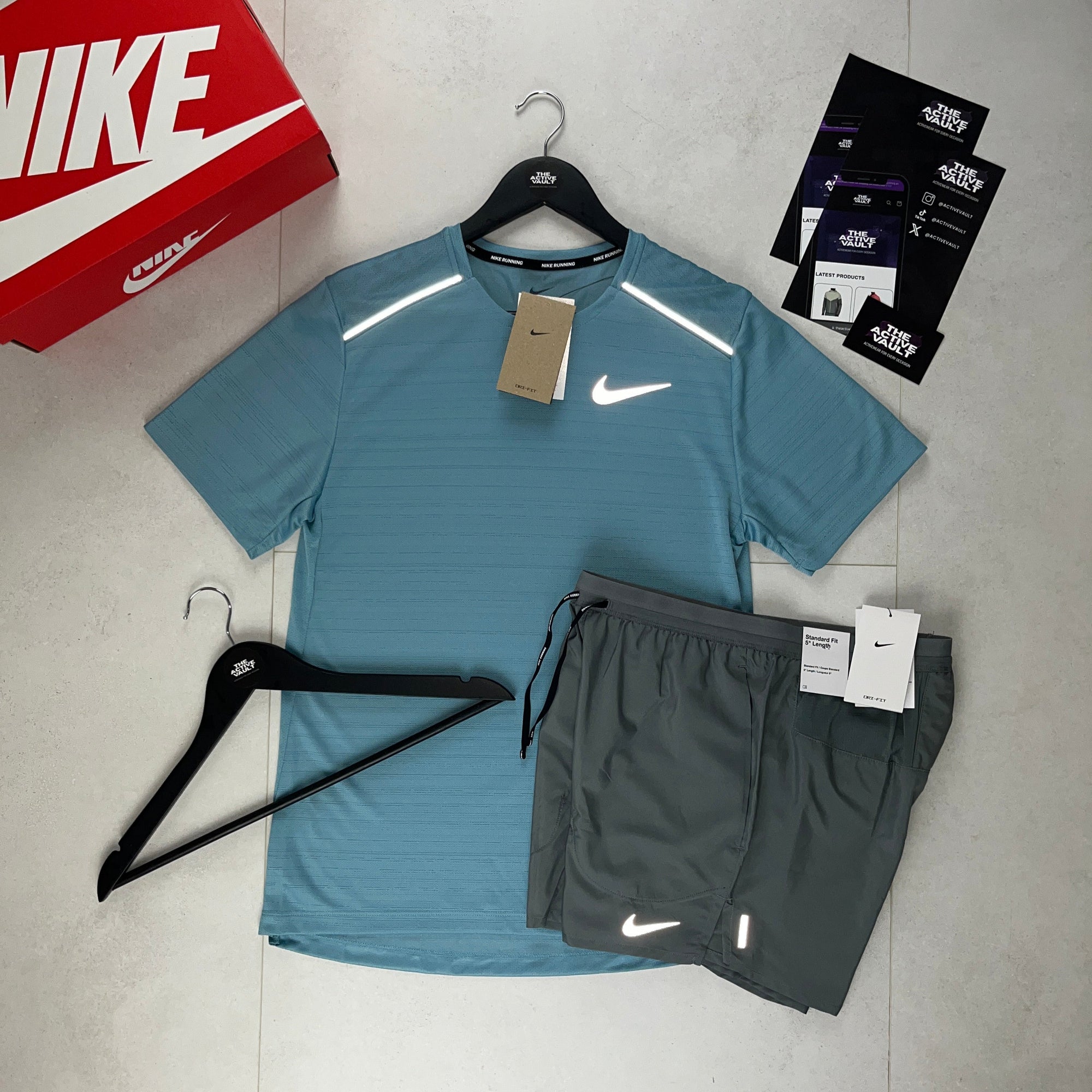 Nike 1.0 Miler and Flex Stride Shorts Set - Denim Turquoise / Smoke Grey - Active Vault