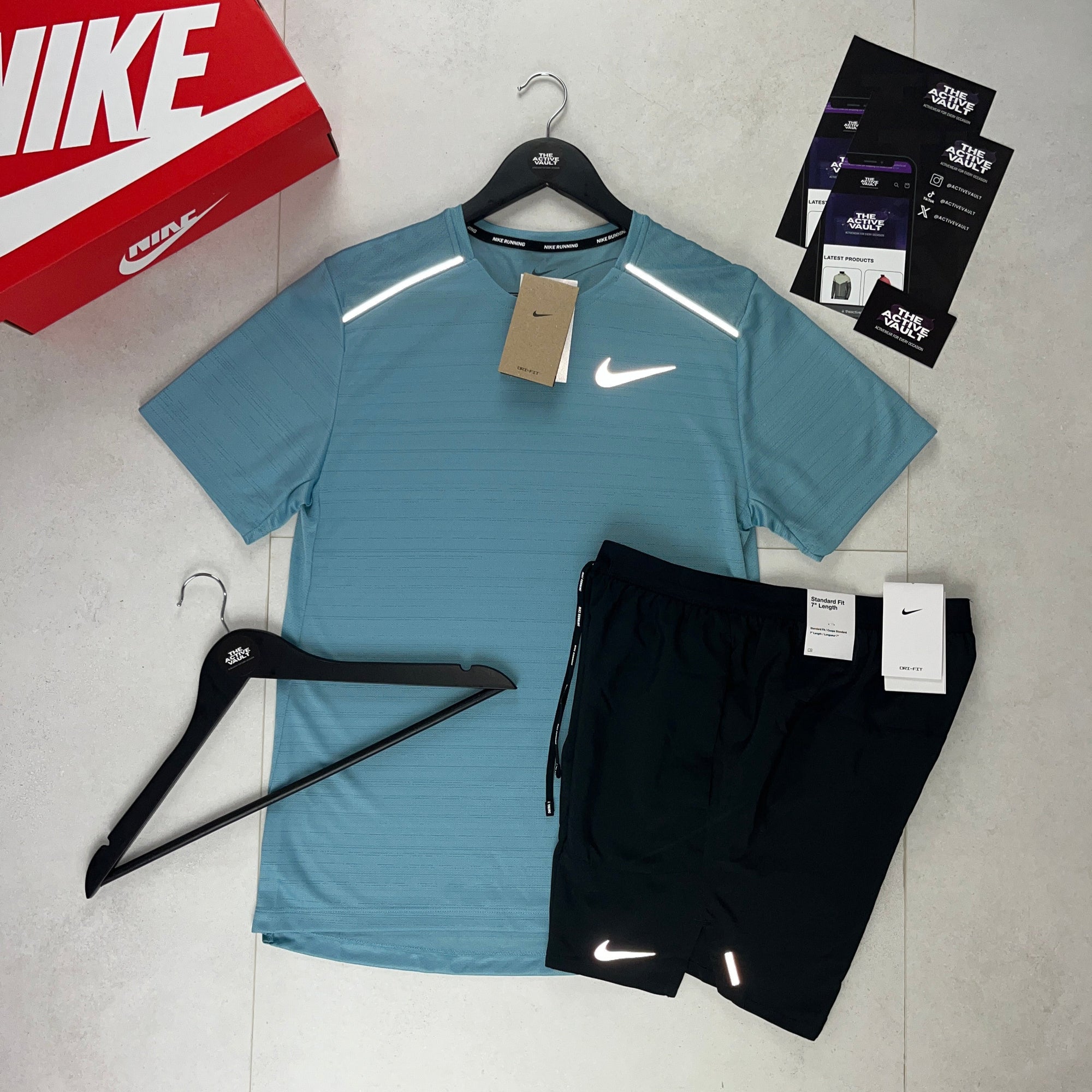 Nike 1.0 Miler and Flex Stride Shorts Set - Denim Turquoise / Black - Active Vault