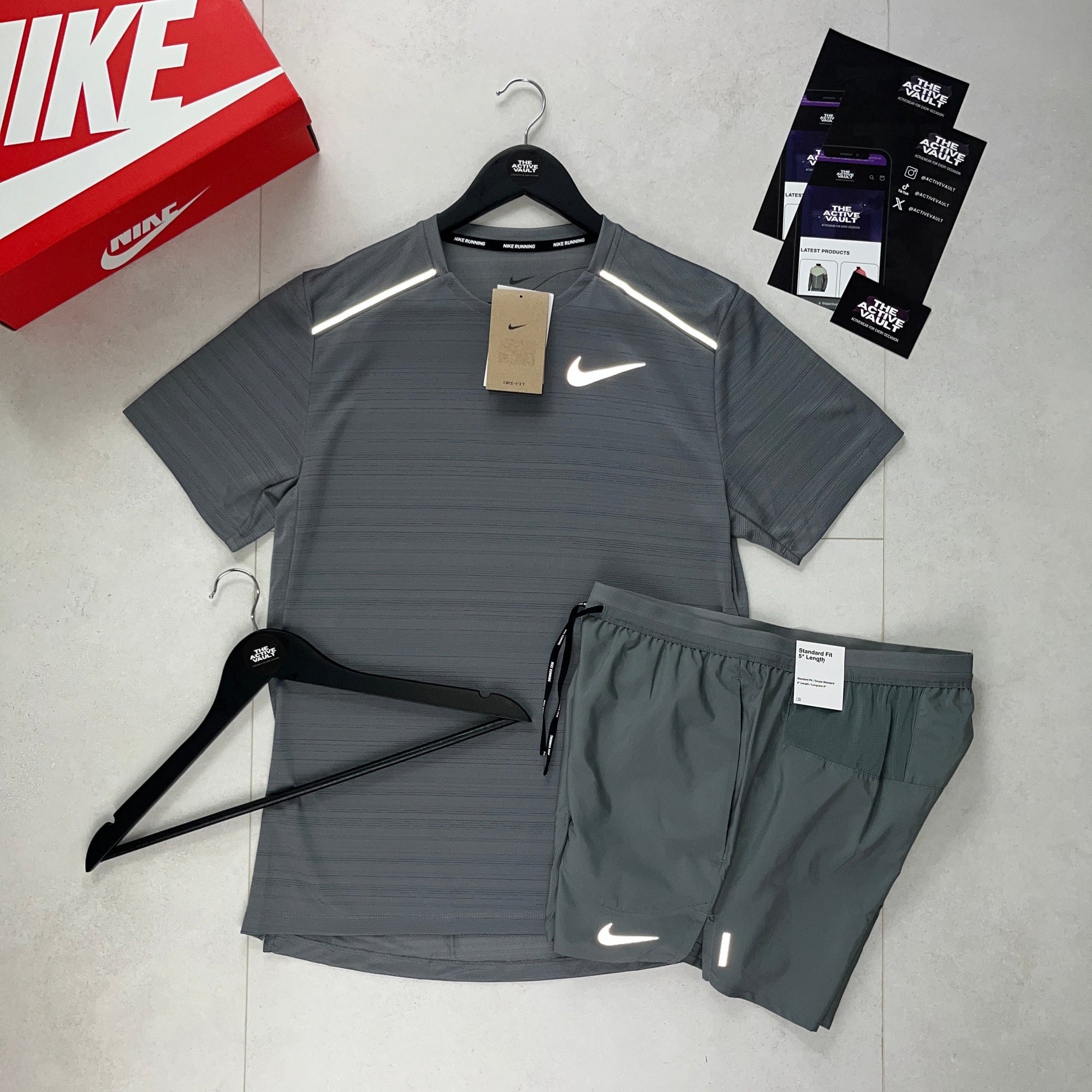 Nike 1.0 Miler and Flex Stride Shorts Set - Smoke Grey / Smoke Grey - Active Vault
