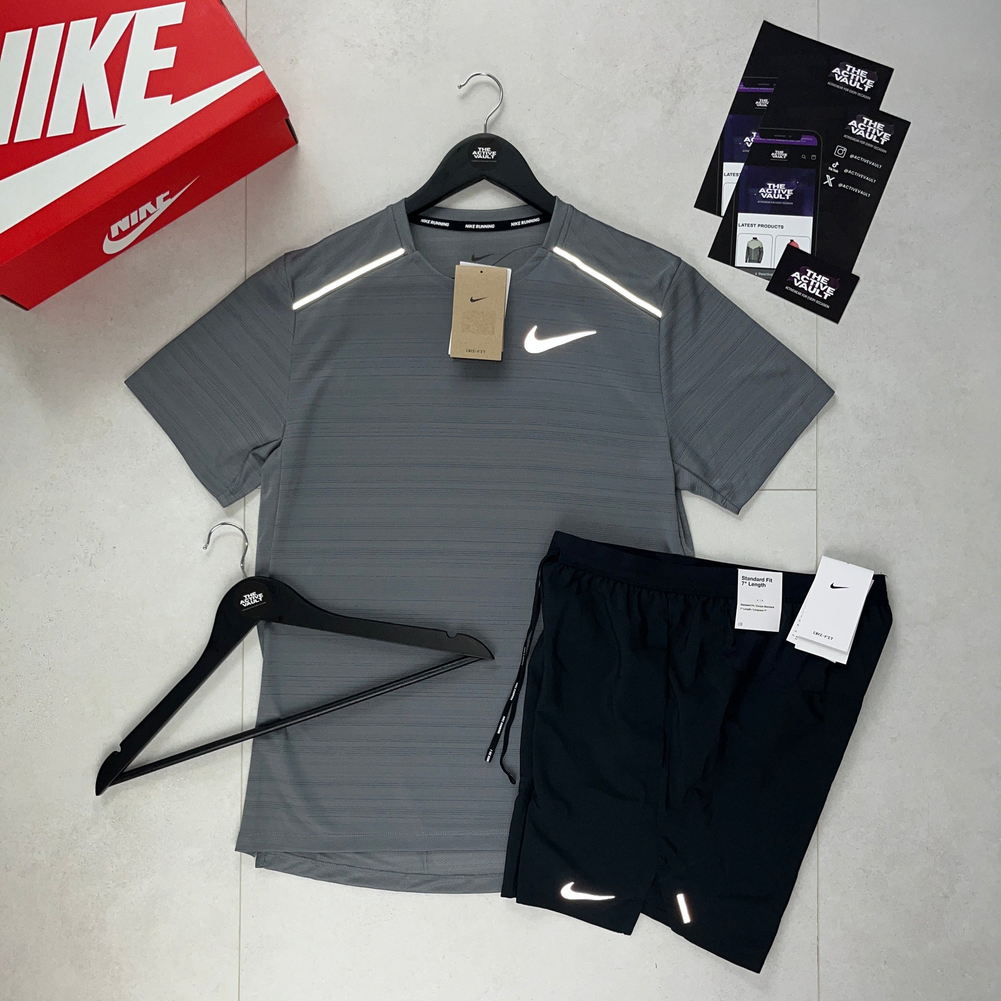 Nike 1.0 Miler and Flex Stride Shorts Set - Smoke Grey / Black - Active Vault