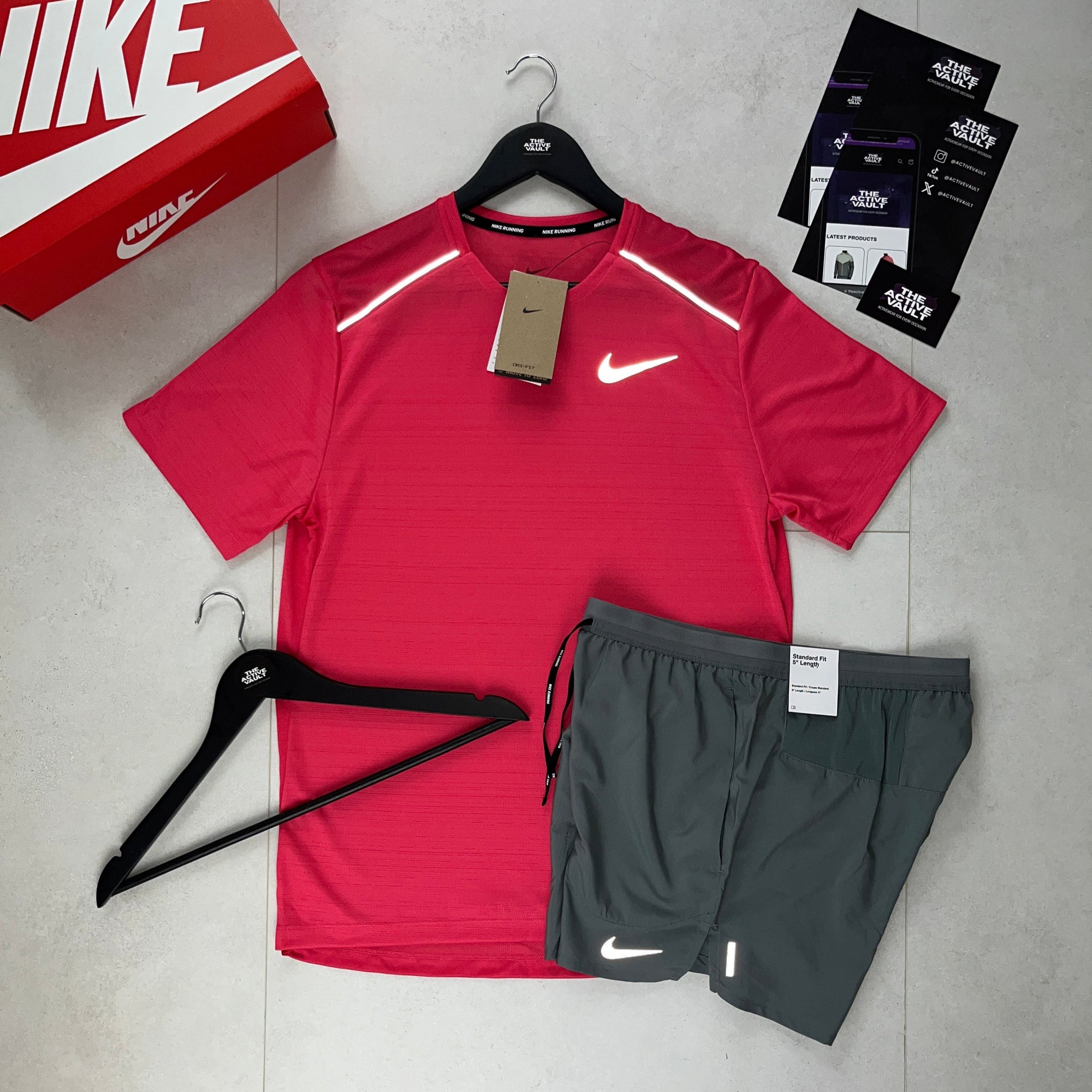 Nike 1.0 Miler and Flex Stride Shorts Set - Aster Pink / Smoke Grey - Active Vault