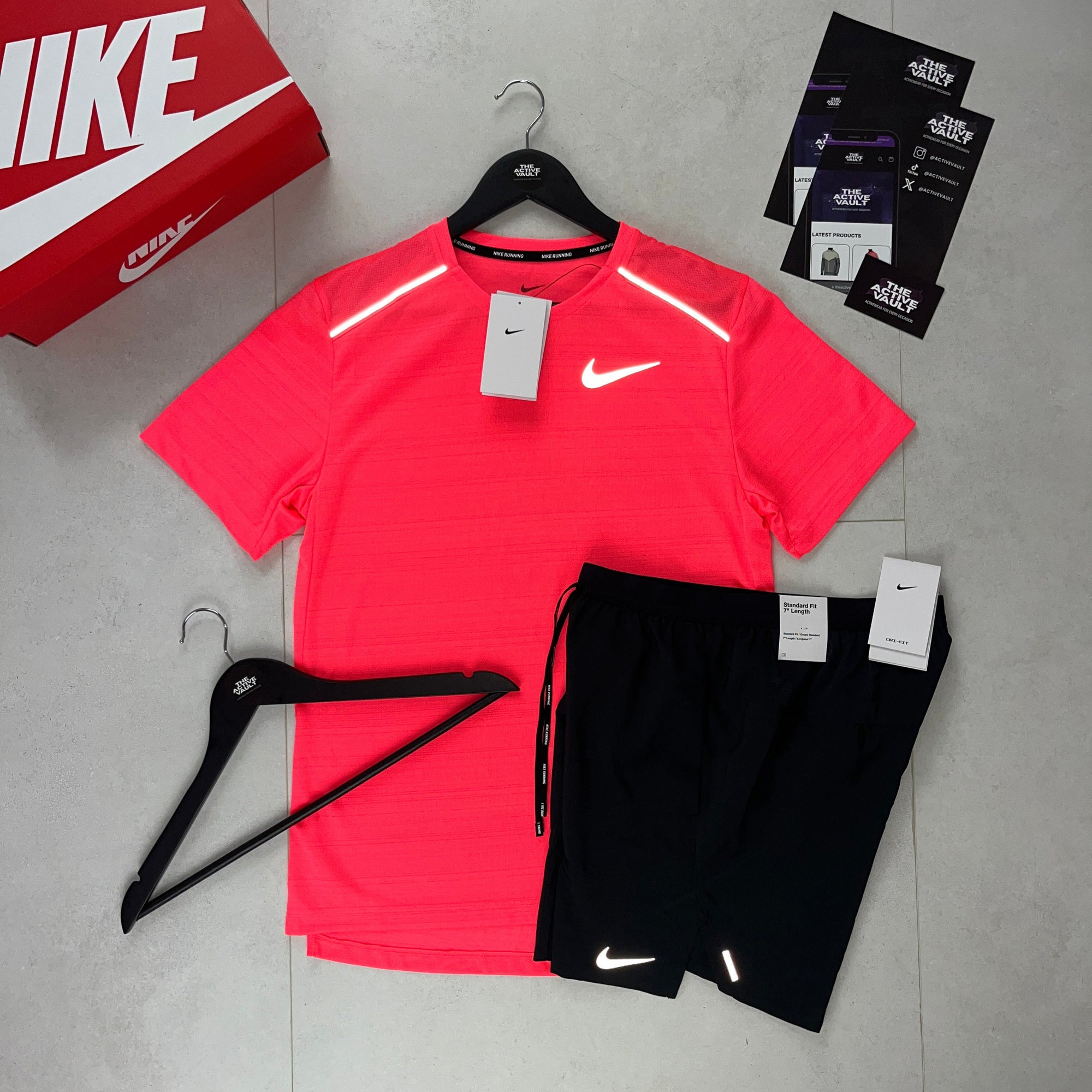 Nike 1.0 Miler and Flex Stride Shorts Set - Hot Punch / Black - Active Vault