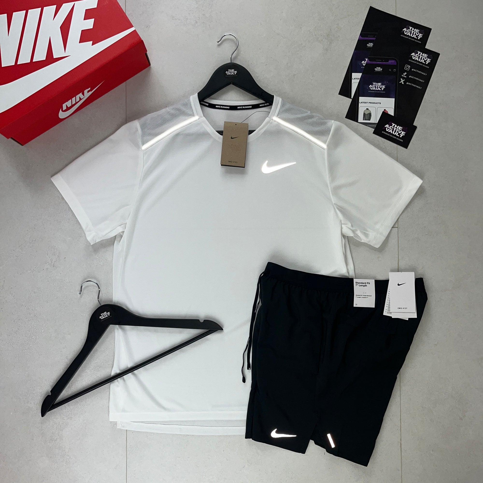 Nike 1.0 Miler and Flex Stride Shorts Set - White / Black - Active Vault