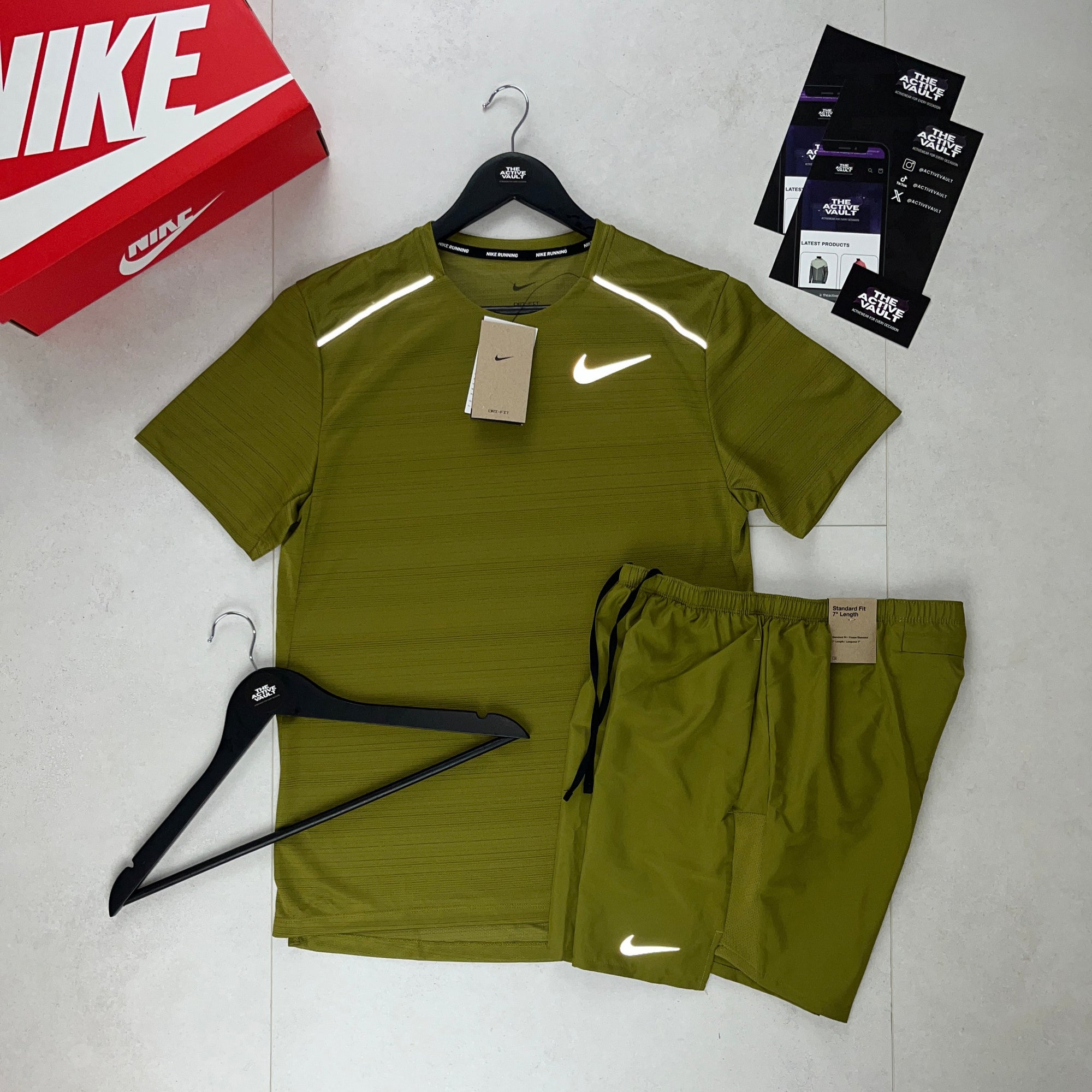 Nike 1.0 Miler and Challenger Shorts Set - Pacific Moss / Pacific Moss - Active Vault