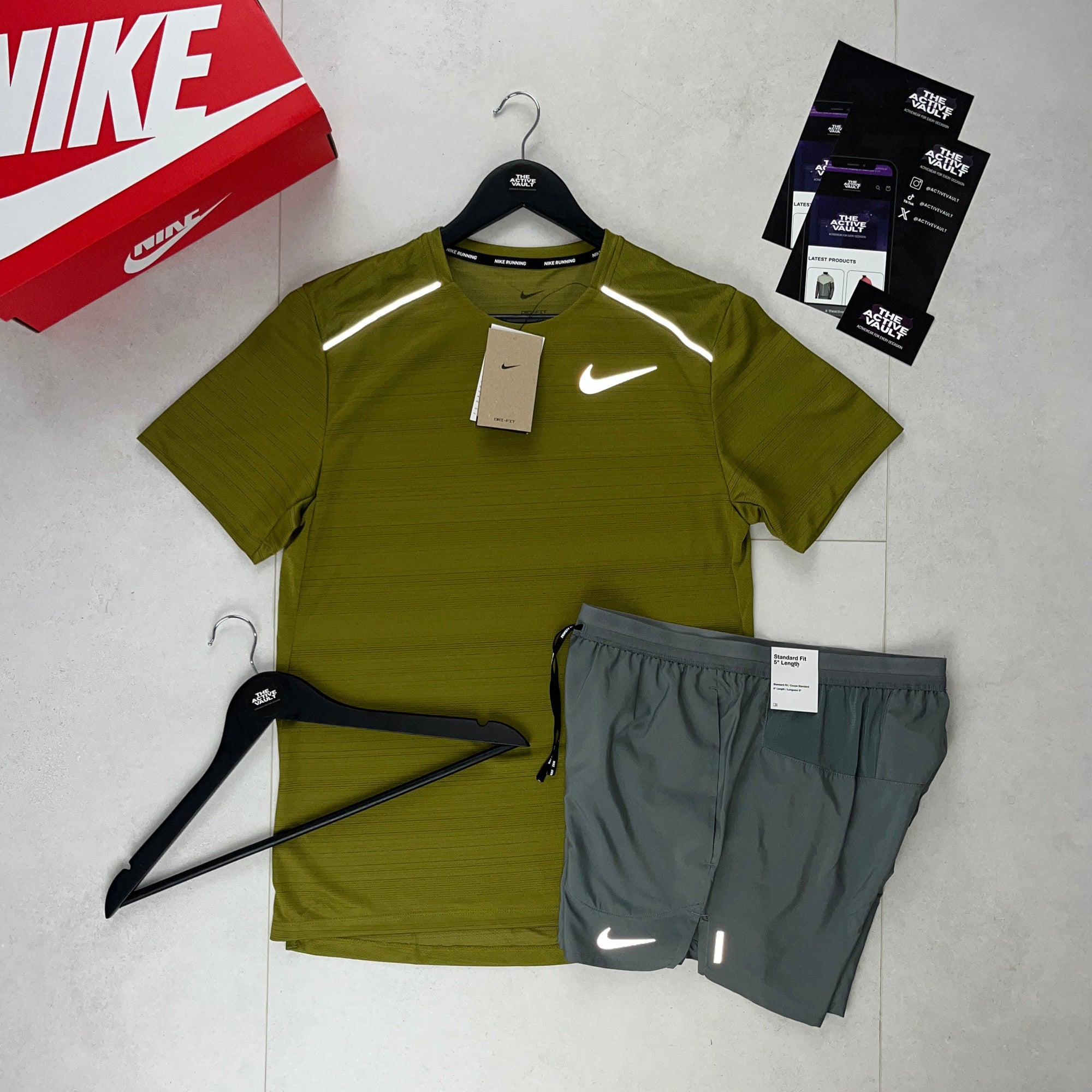 Nike 1.0 Miler and Flex Stride Shorts Set - Pacific Moss / Smoke Grey - Active Vault