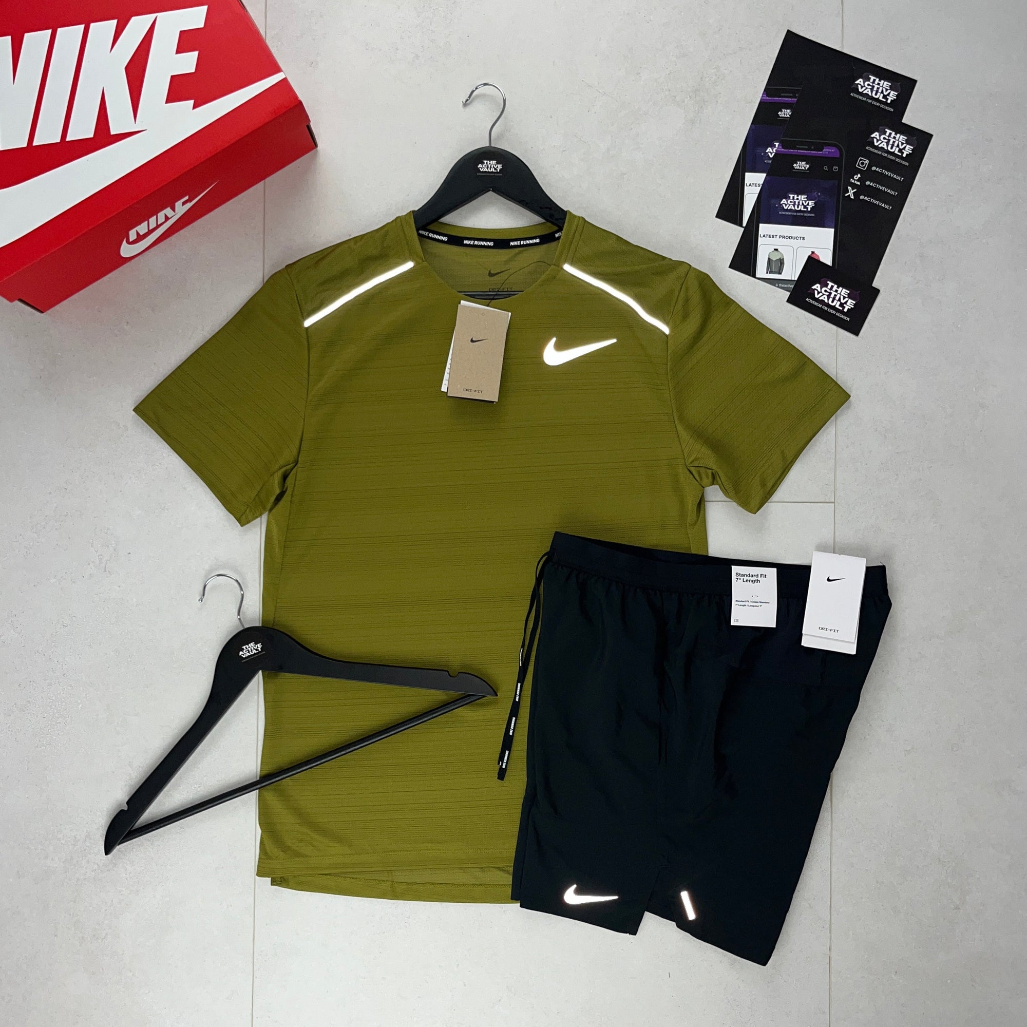 Nike 1.0 Miler and Flex Stride Shorts Set - Pacific Moss / Black - Active Vault