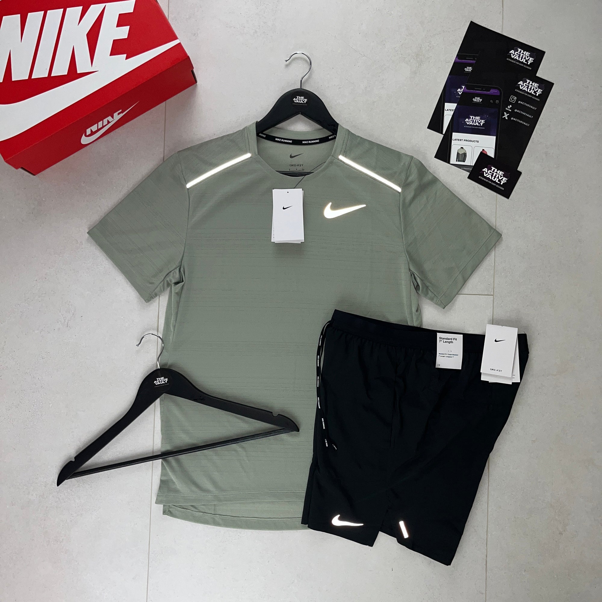 Nike 1.0 Miler and Flex Stride Shorts Set - Jade Horizon Green / Black - Active Vault