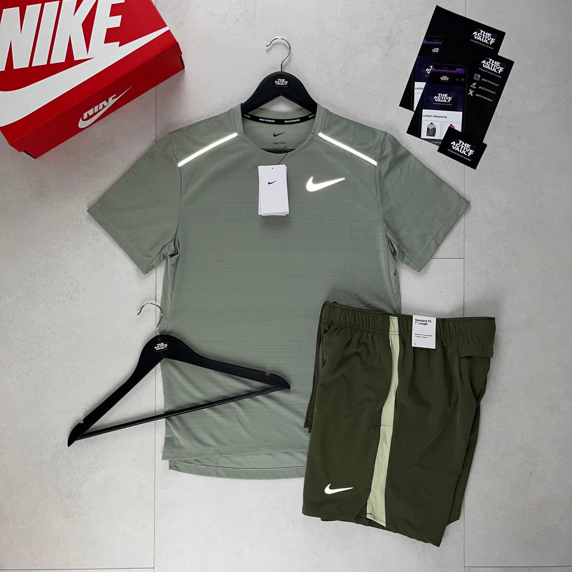 Nike 1.0 Miler and Challenger Shorts Set - Jade Horizon Green / Medium Olive Green - Active Vault