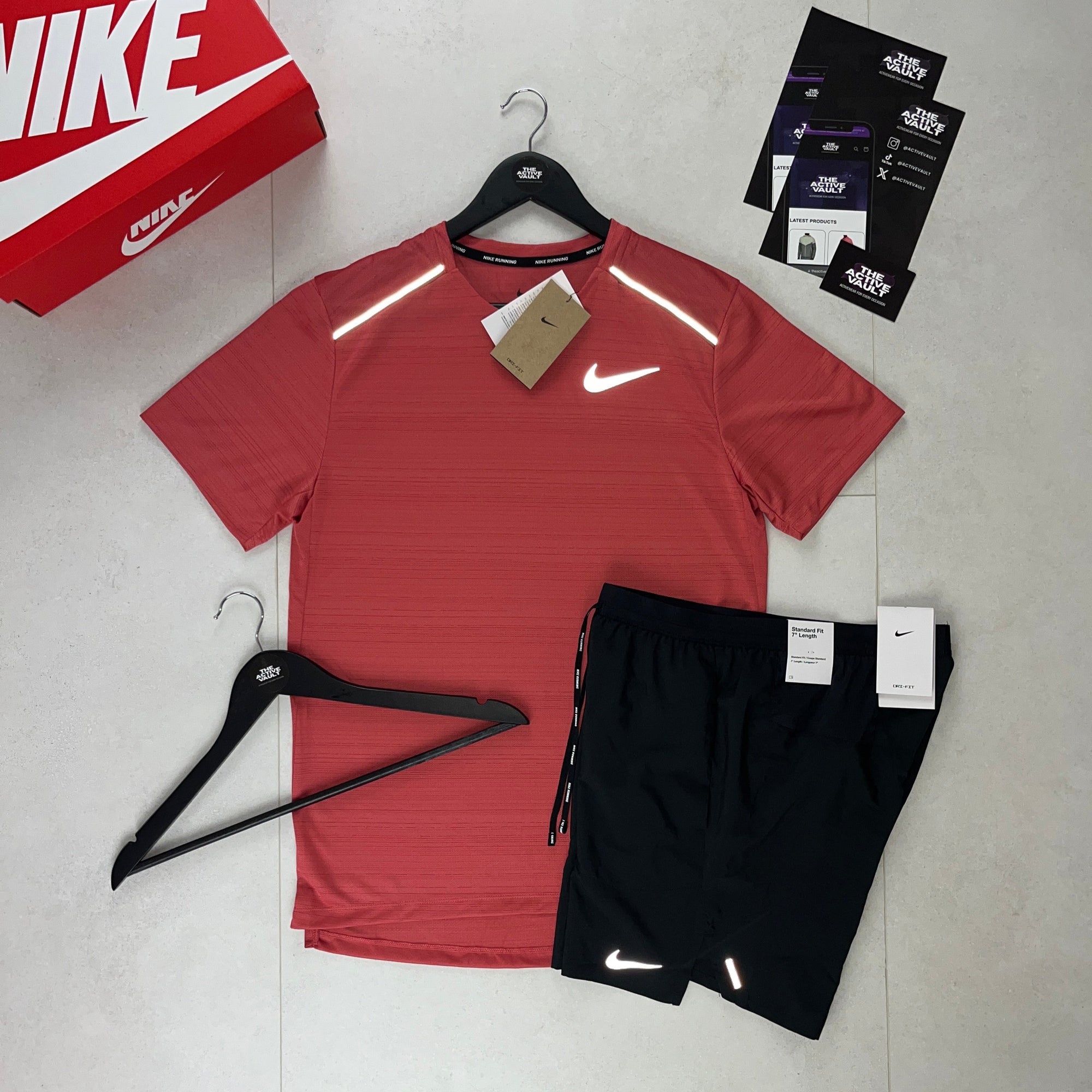 Nike 1.0 Miler and Flex Stride Shorts Set - Adobe Red / Black - Active Vault