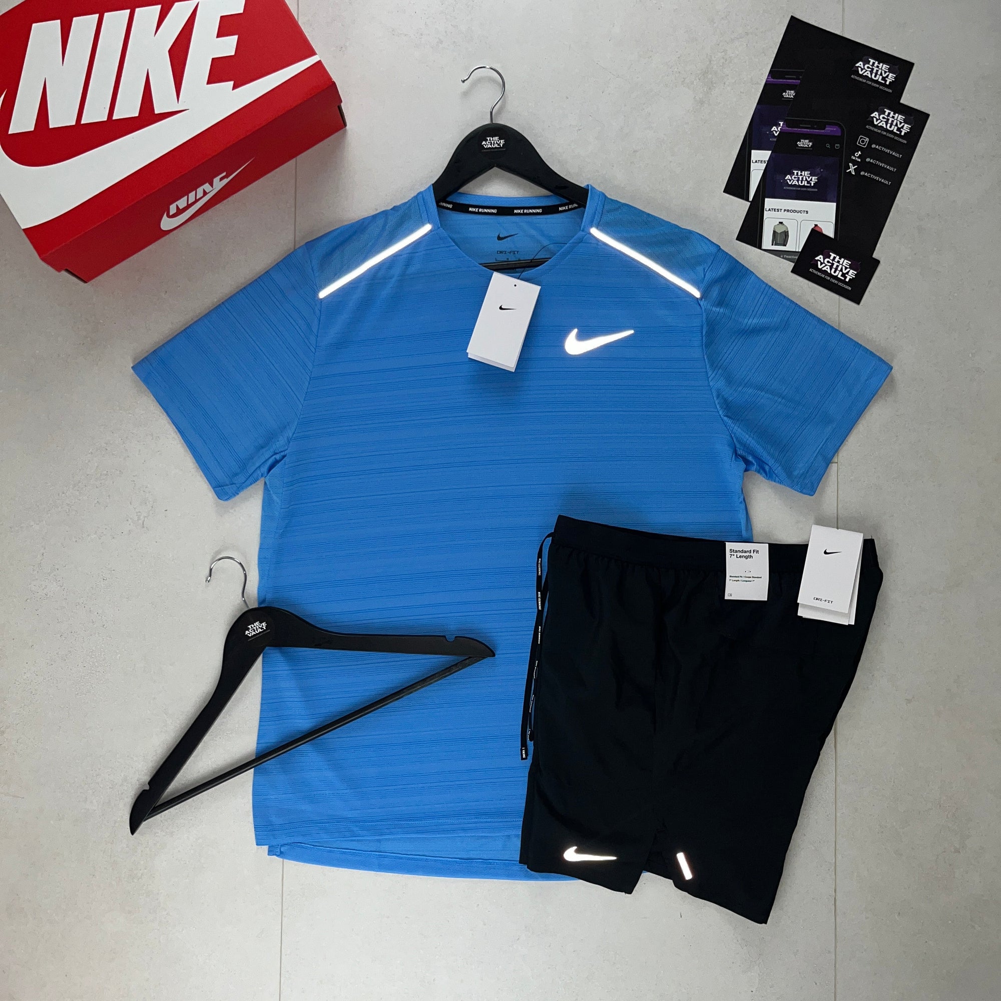 Nike 1.0 Miler and Flex Stride Shorts Set - University Blue / Black - Active Vault