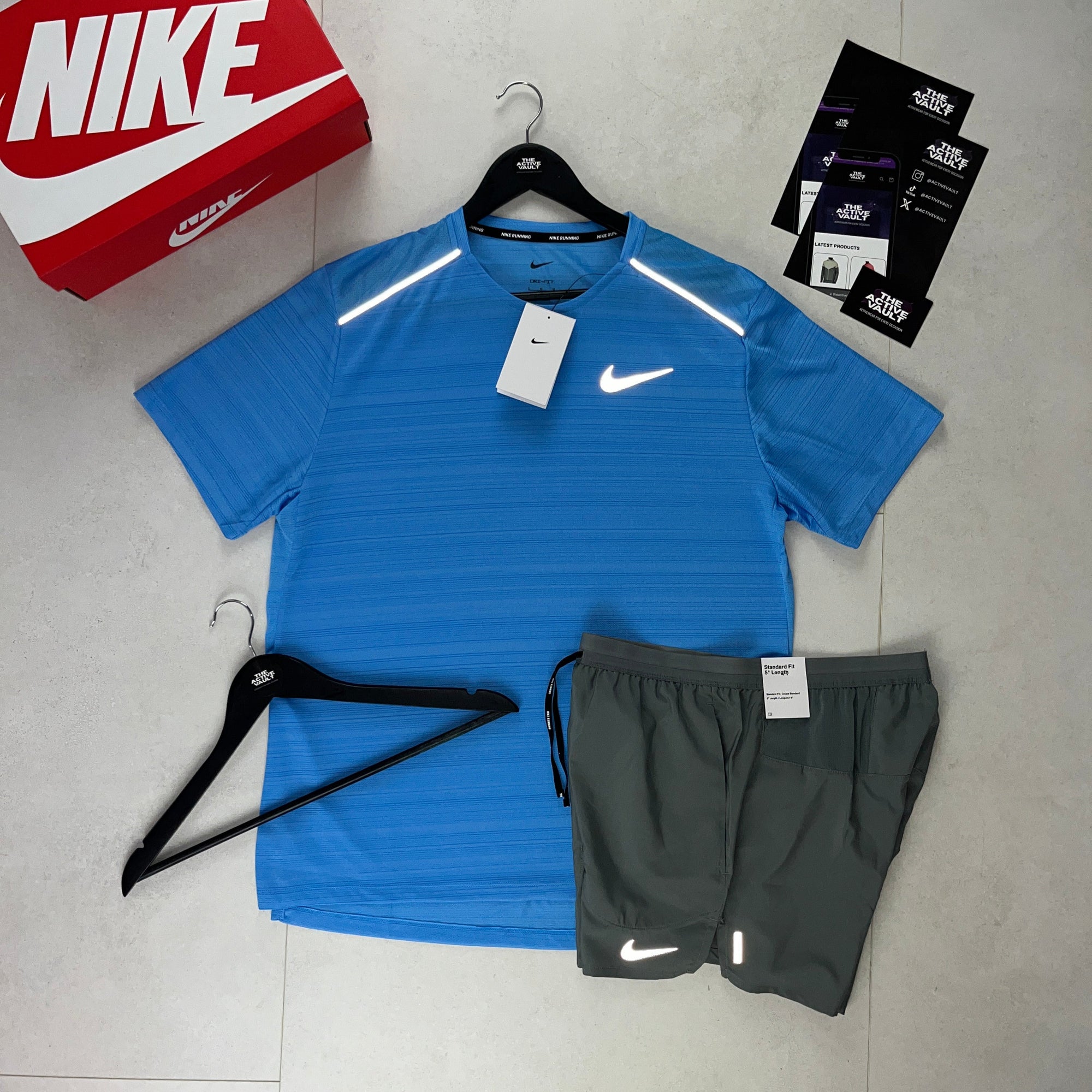 Nike 1.0 Miler and Flex Stride Shorts Set - University Blue / Smoke Grey - Active Vault