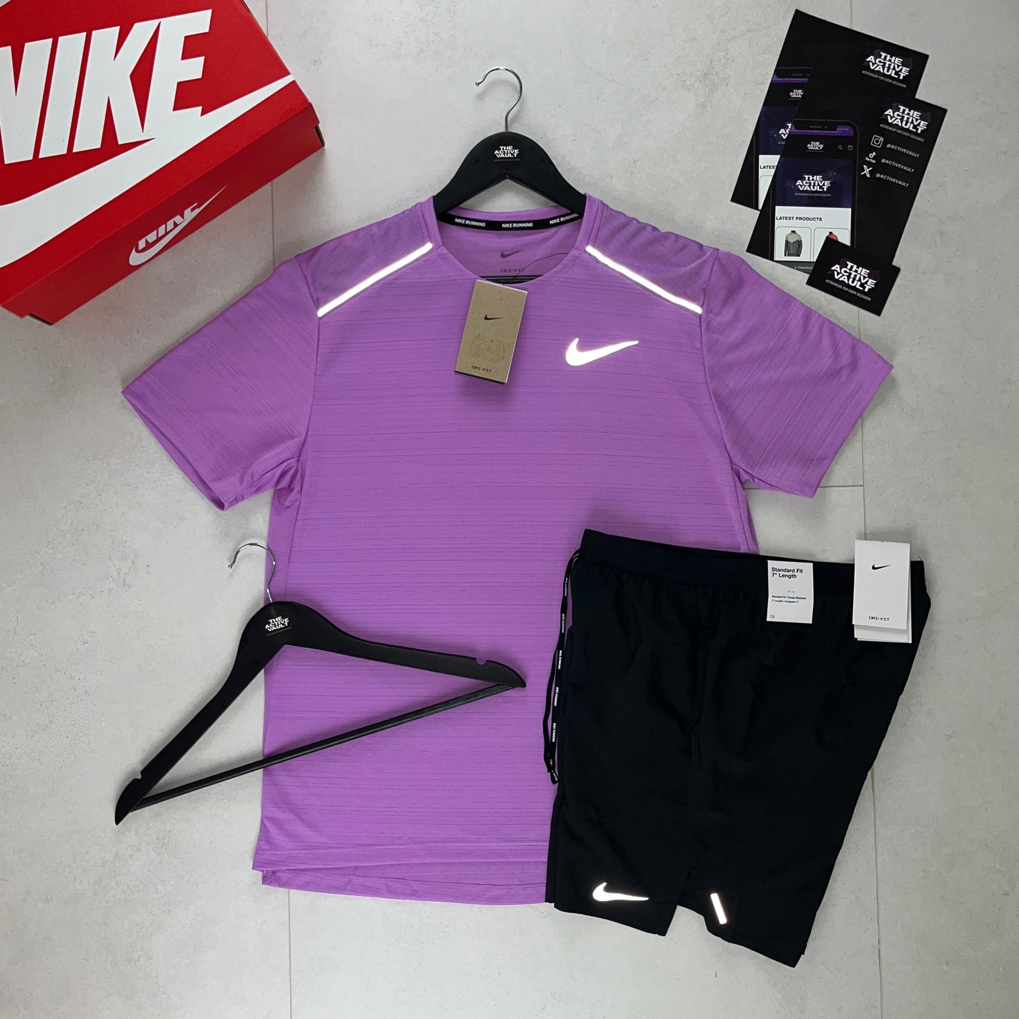 Nike 1.0 Miler and Flex Stride Shorts Set - Candy Pink / Black - Active Vault
