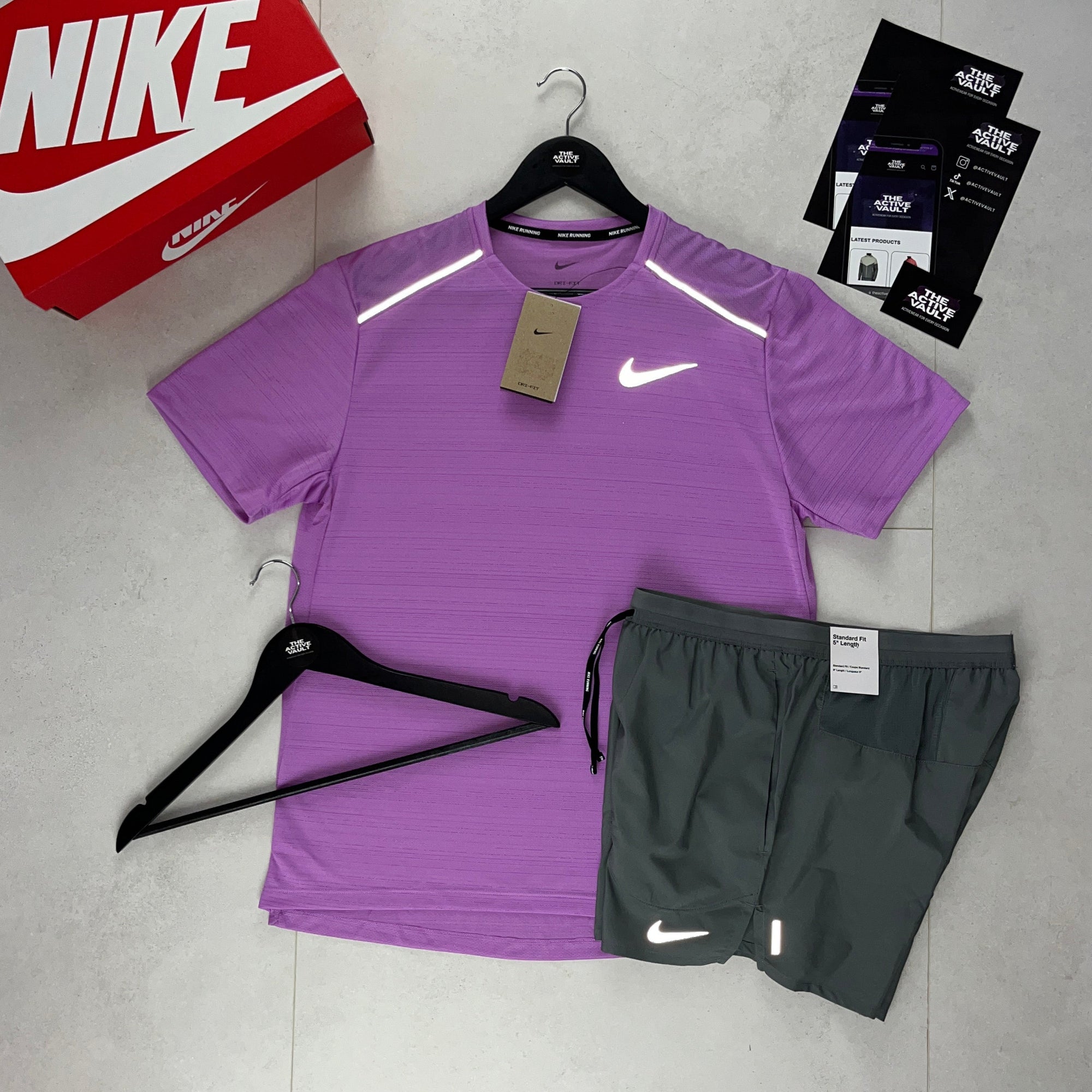 Nike 1.0 Miler and Flex Stride Shorts Set - Candy Pink / Smoke Grey - Active Vault