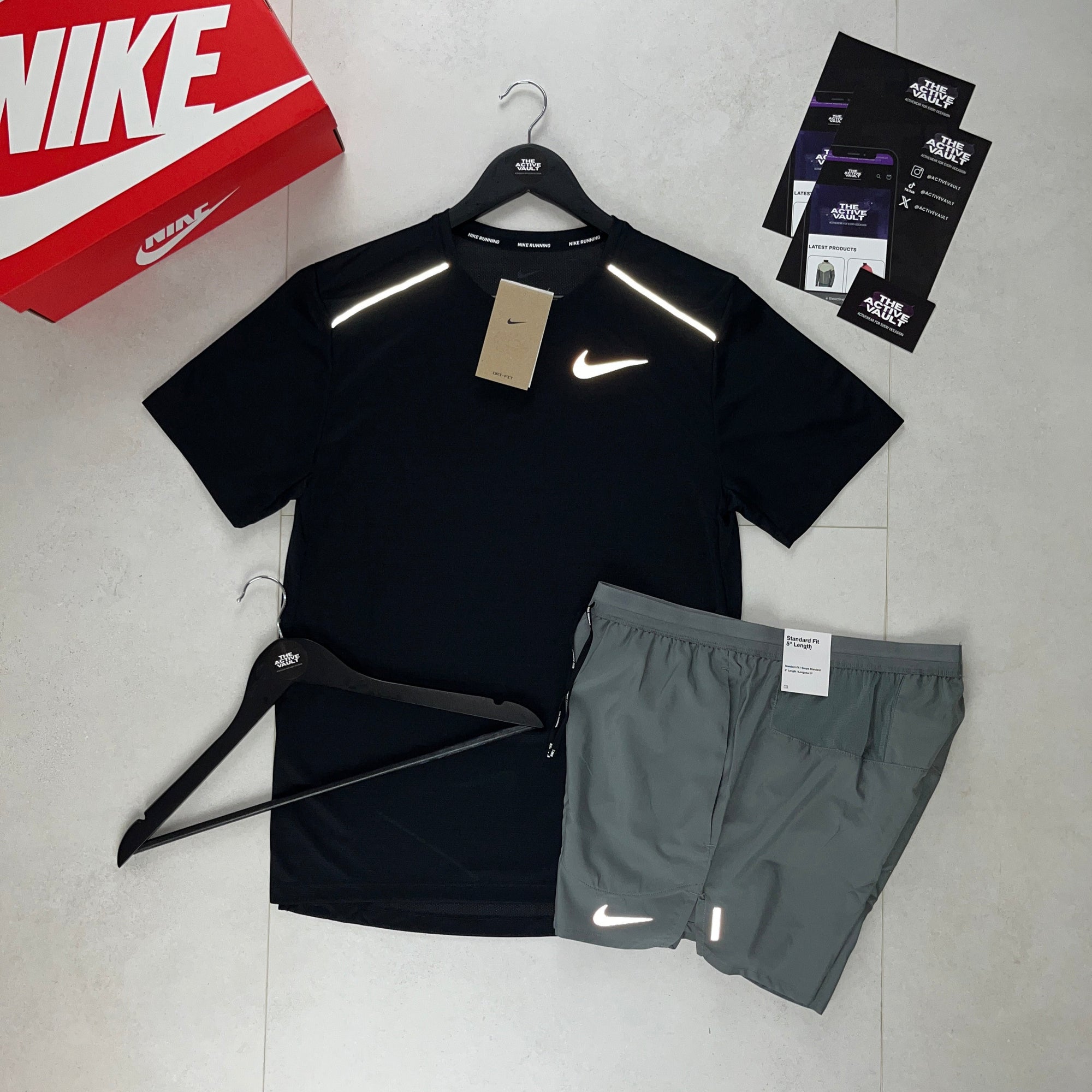 Nike 1.0 Miler and Flex Stride Shorts Set - Black / Smoke Grey - Active Vault