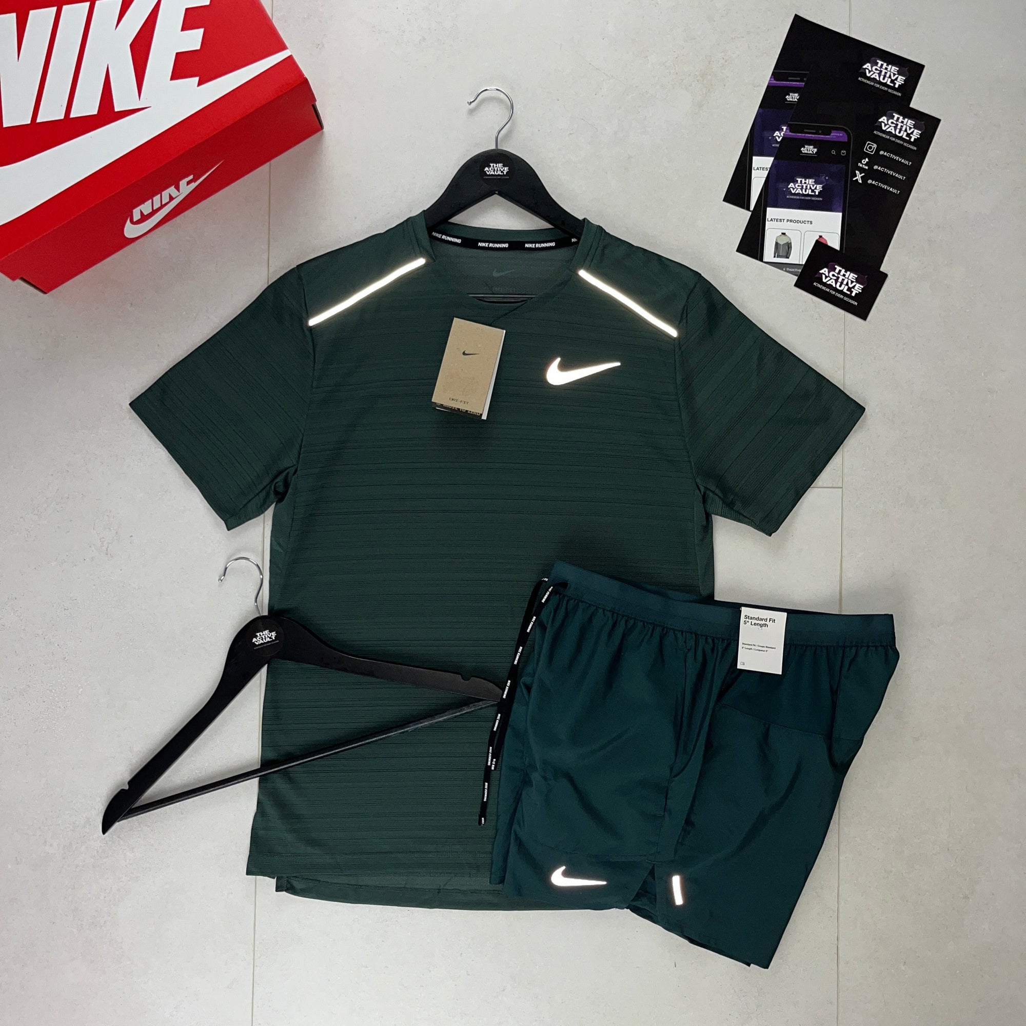 Nike 1.0 Miler and Flex Stride Shorts Set - Vintage Green / Deep Jungle Green - Active Vault