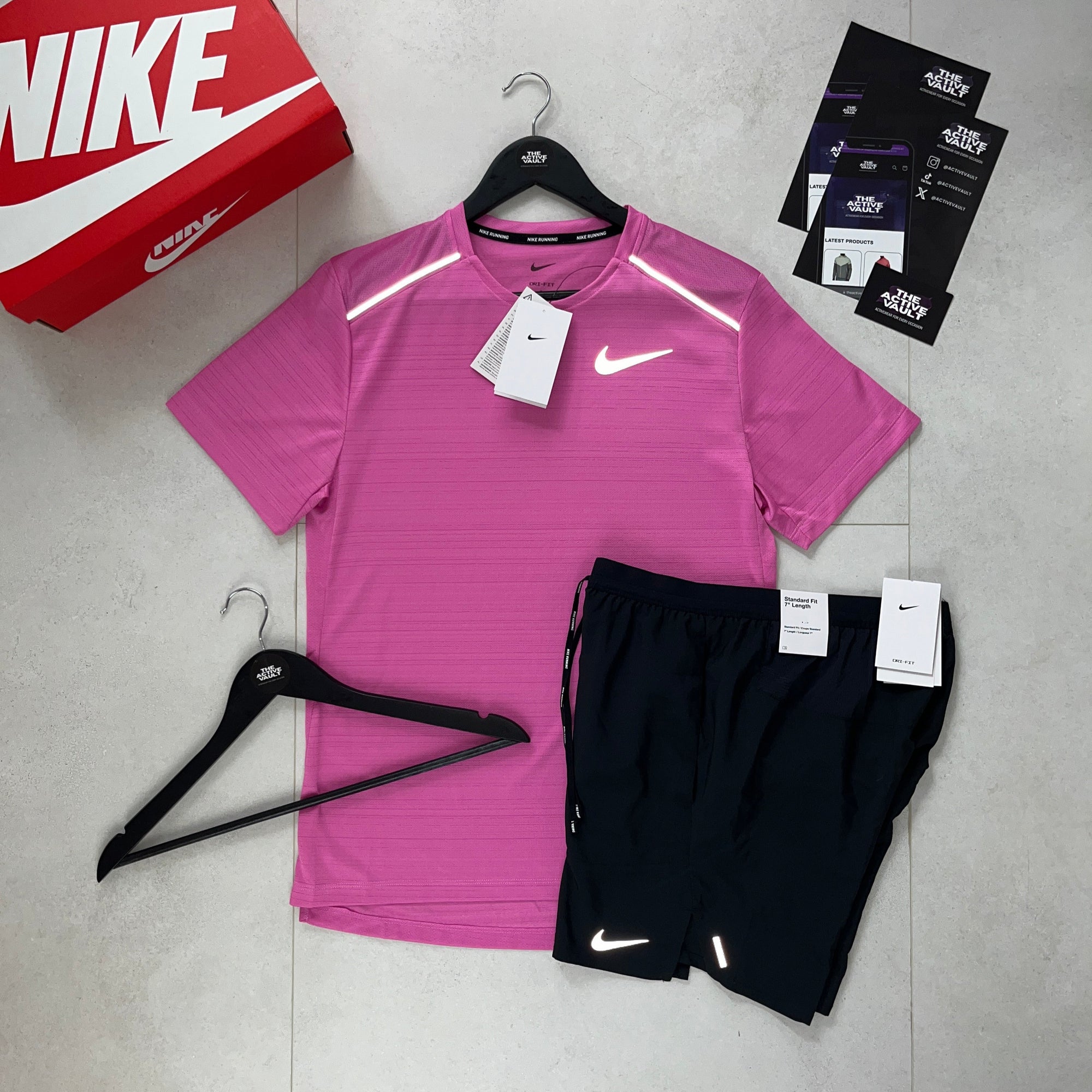 Nike 1.0 Miler and Flex Stride Shorts Set - Playful Pink / Black - Active Vault