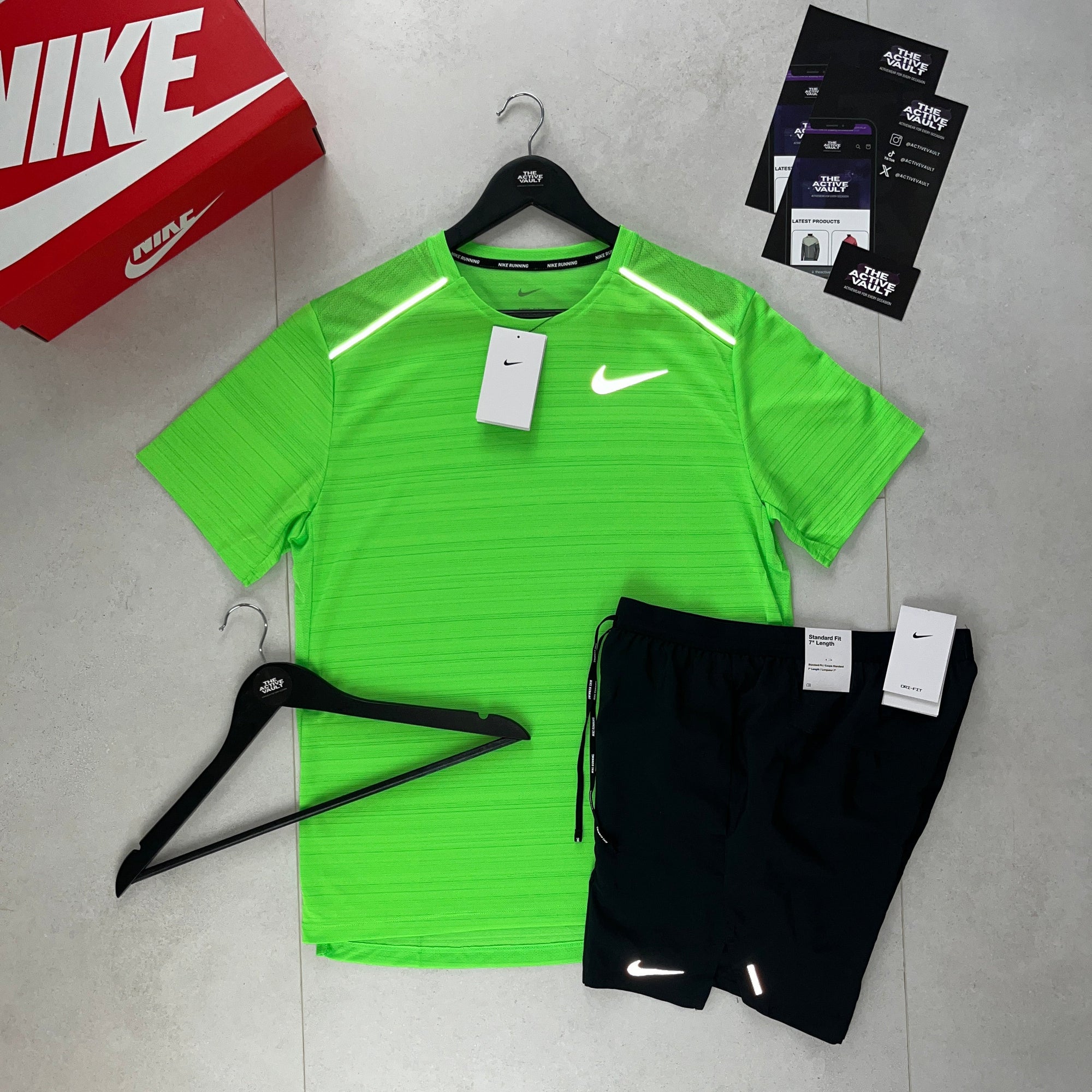 Nike 1.0 Miler and Flex Stride Shorts Set - Green Strike / Black - Active Vault