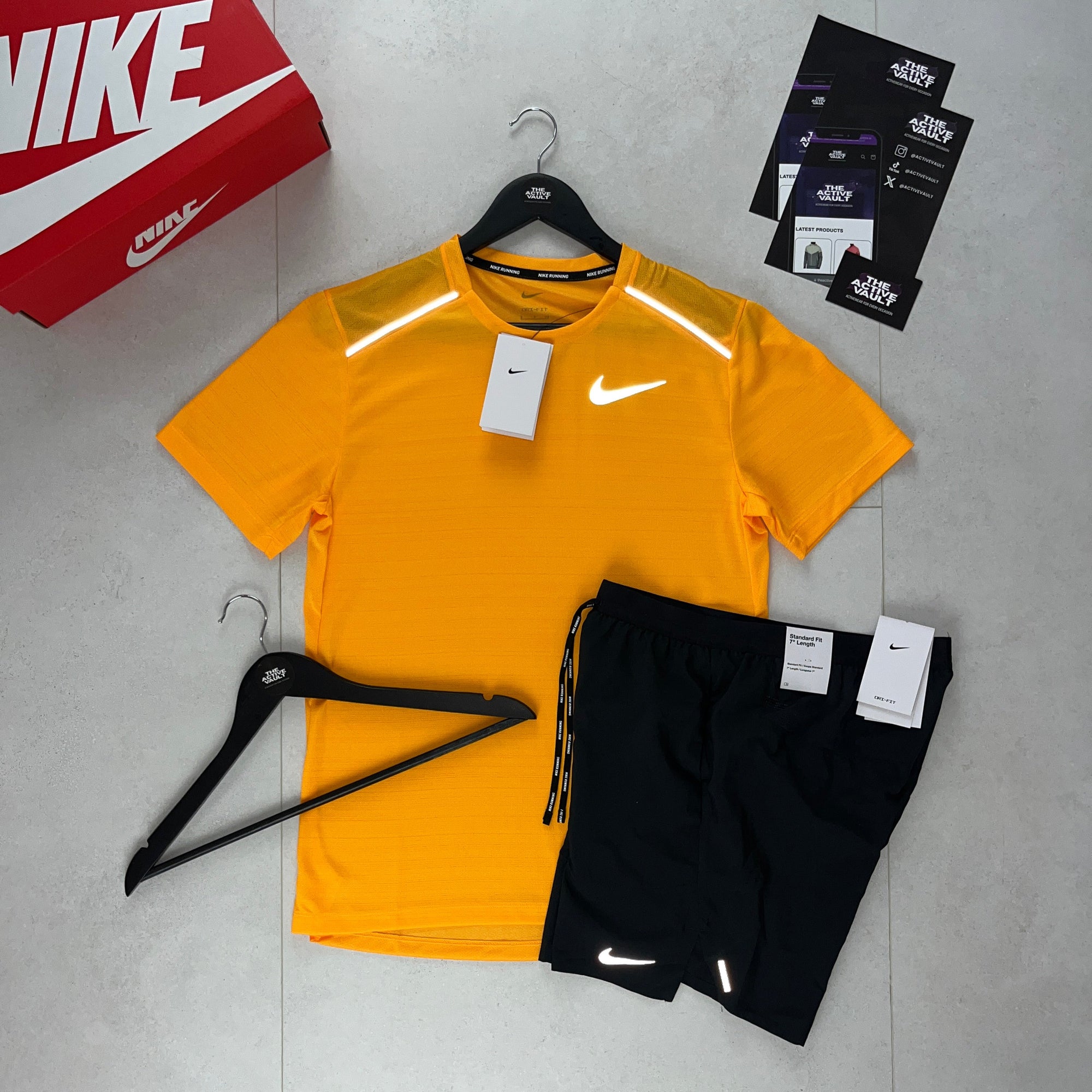 Nike 1.0 Miler and Flex Stride Shorts Set - Orange Sundial / Black - Active Vault