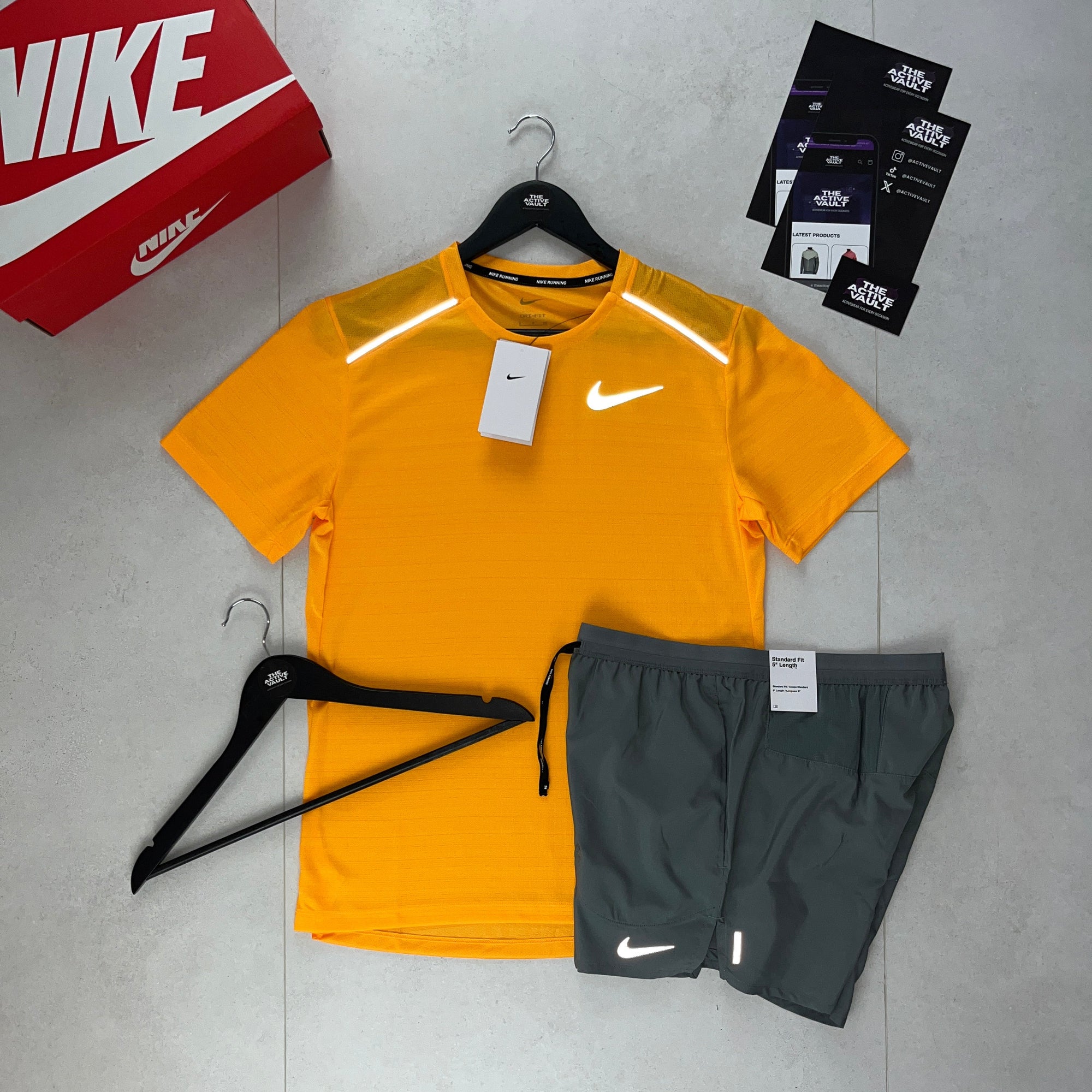Nike 1.0 Miler and Flex Stride Shorts Set - Orange Sundial / Smoke Grey - Active Vault