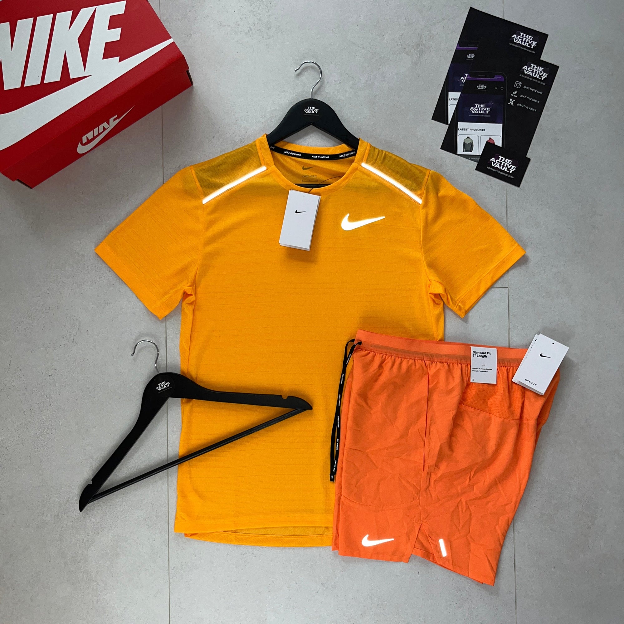 Nike 1.0 Miler and Flex Stride Shorts Set - Orange Sundial / Orange - Active Vault