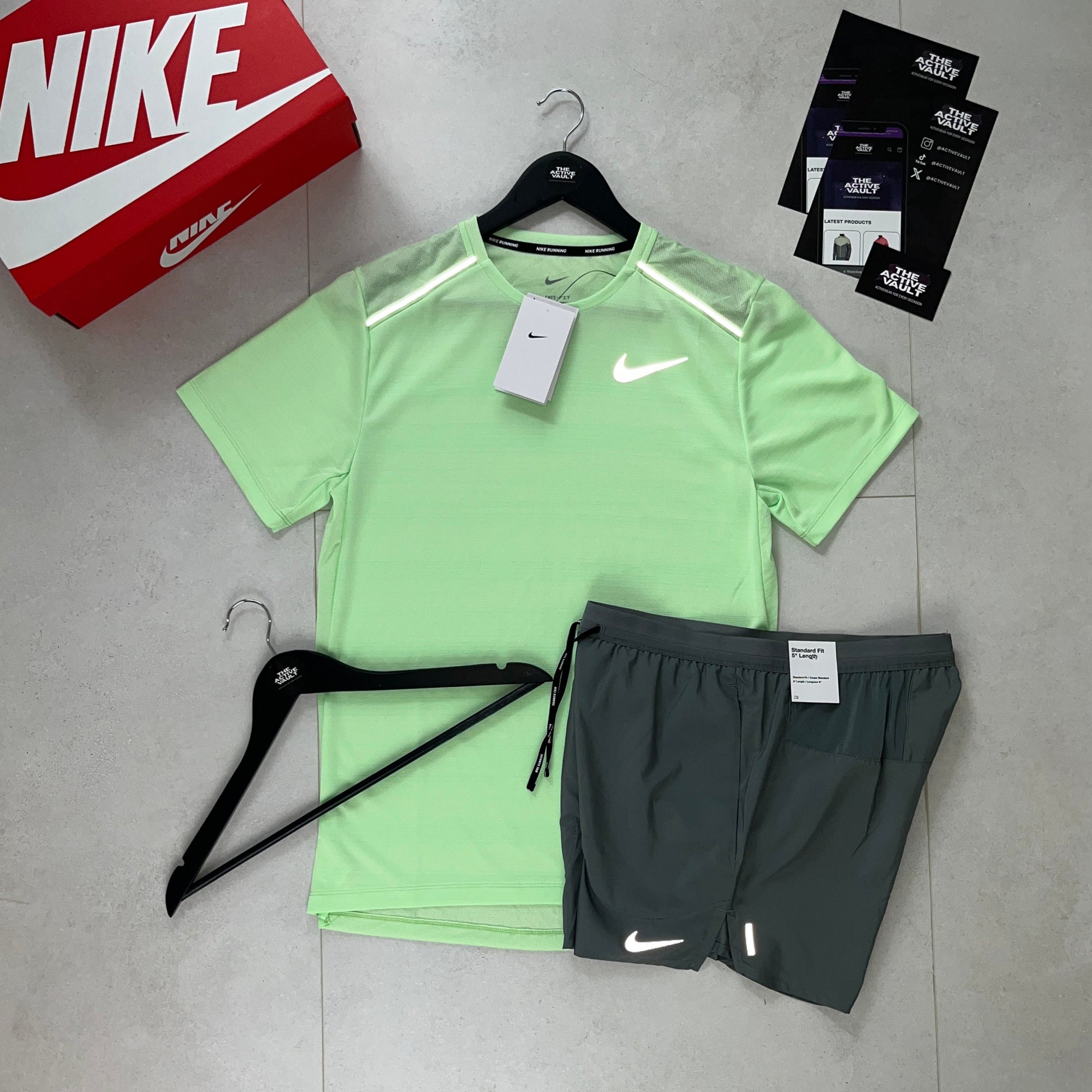Nike 1.0 Miler and Flex Stride Shorts Set - Vapour Green / Smoke Grey - Active Vault