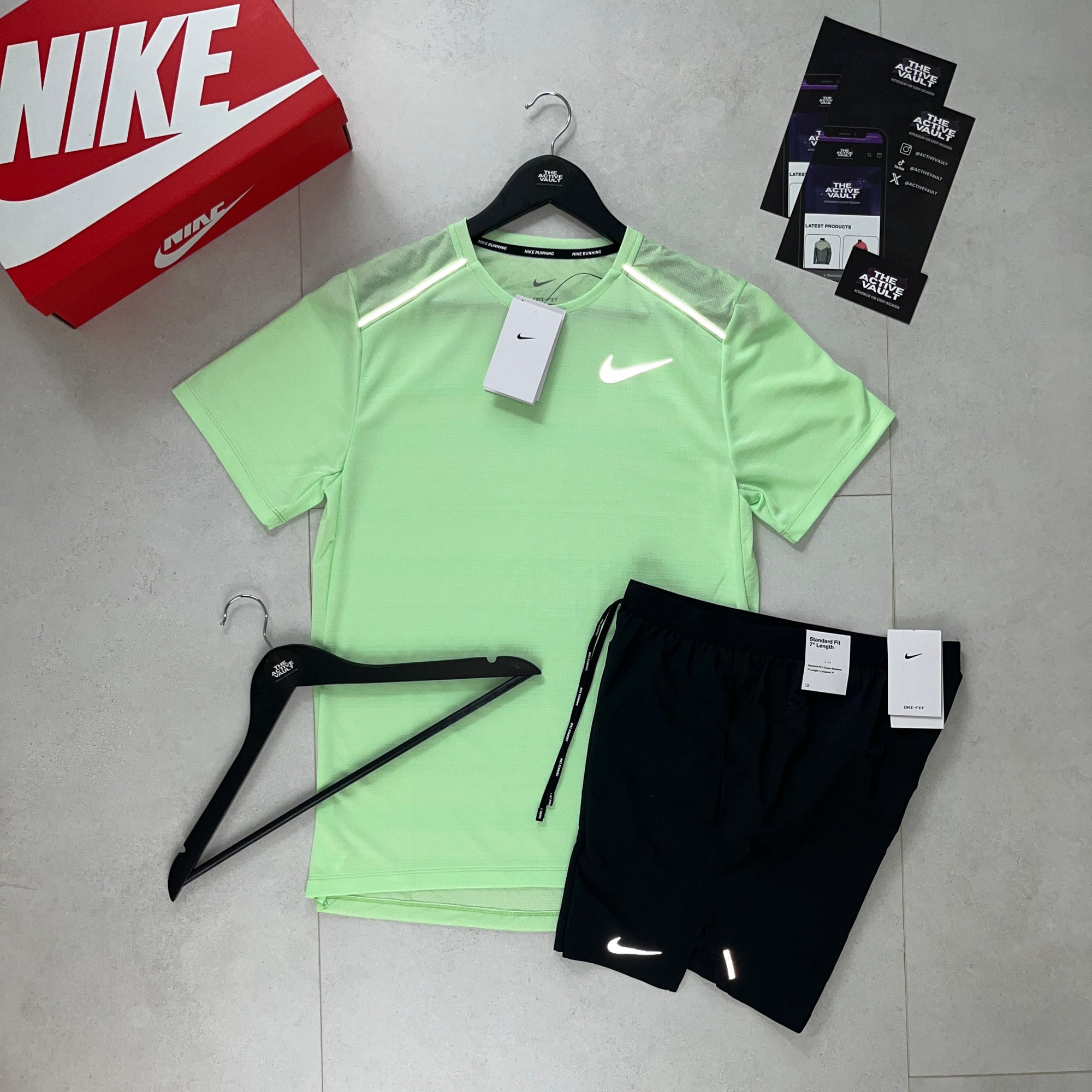 Nike 1.0 Miler and Flex Stride Shorts Set - Vapour Green / Black - Active Vault