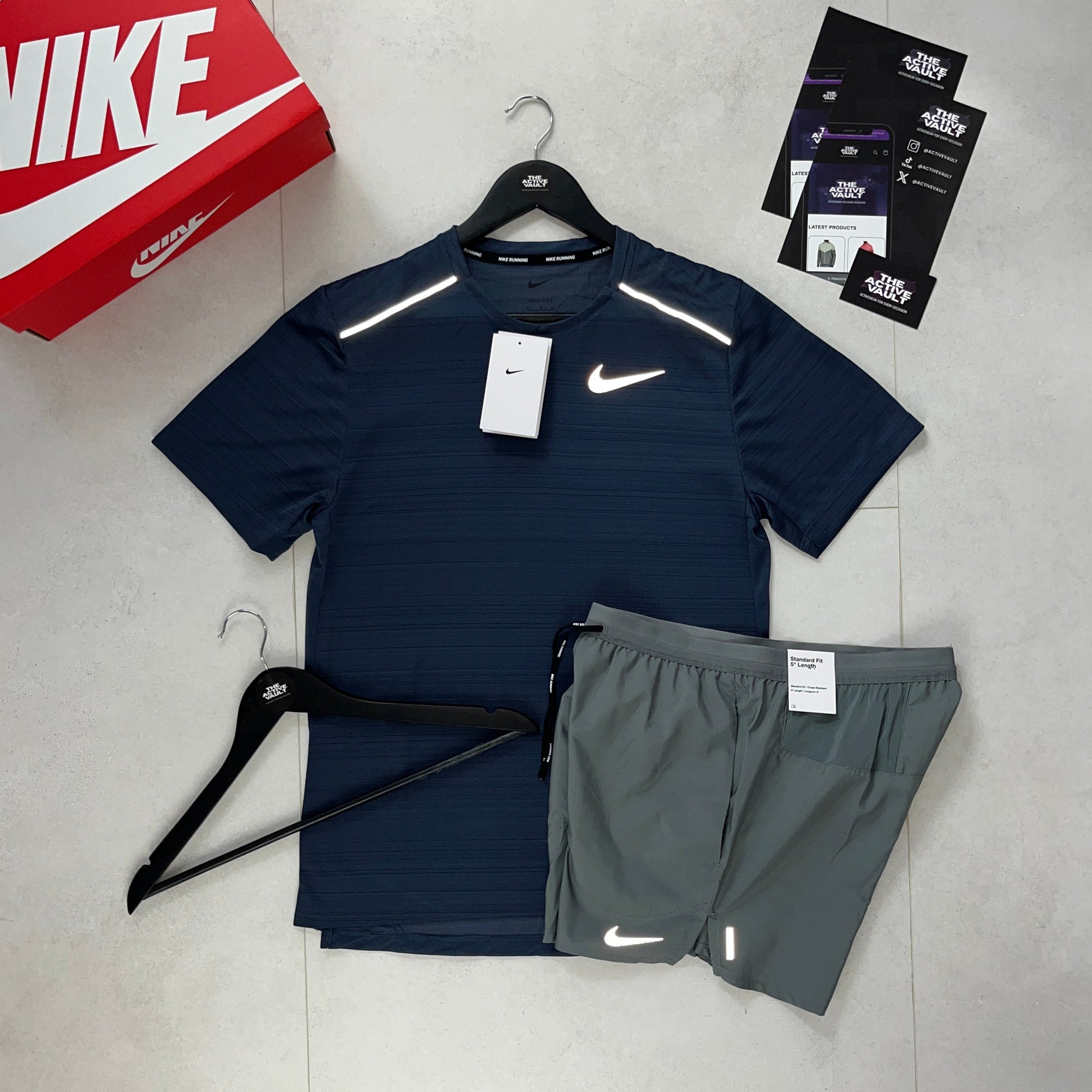 Nike 1.0 Miler and Flex Stride Shorts Set - Thunder Blue / Smoke Grey - Active Vault