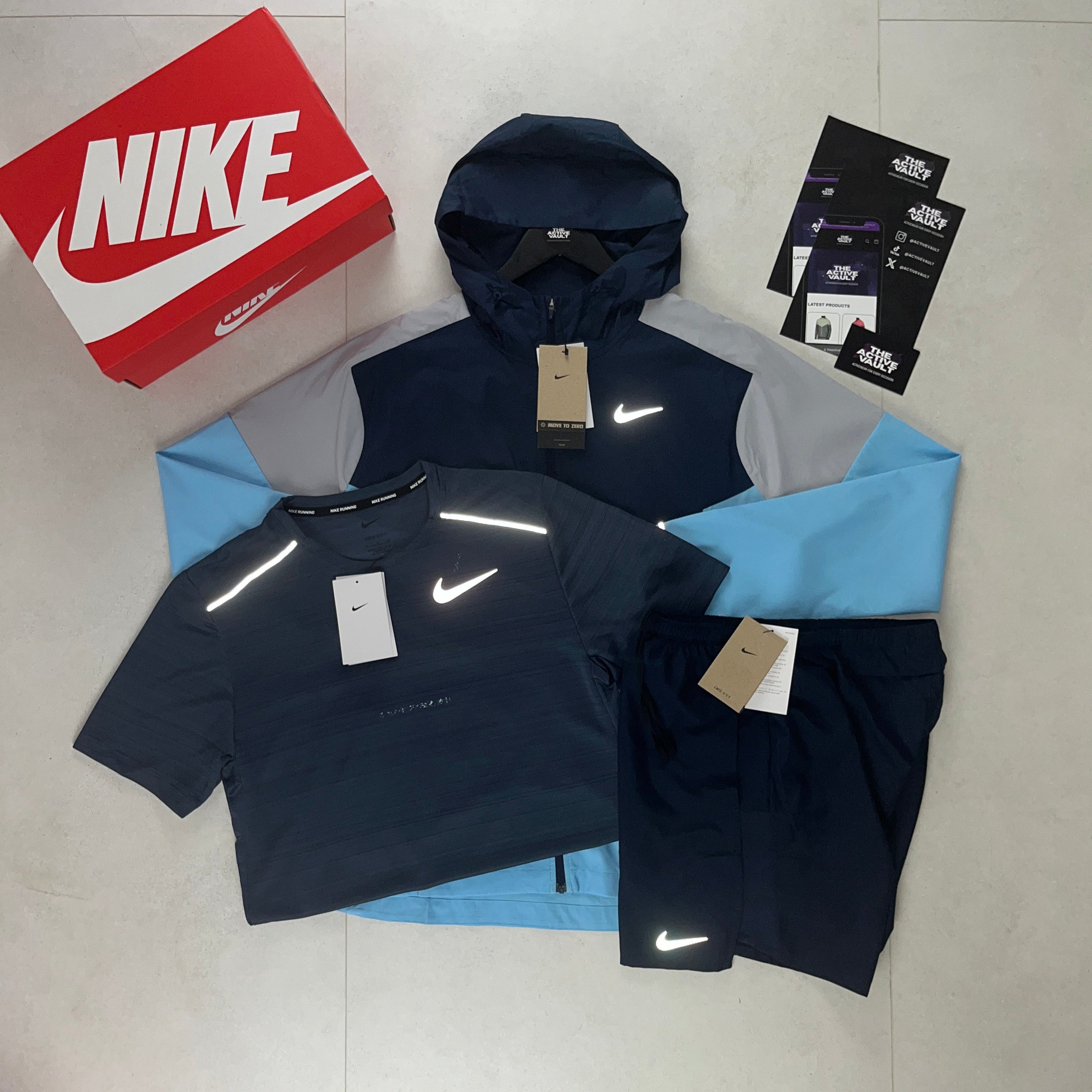 blue and black nike outfit