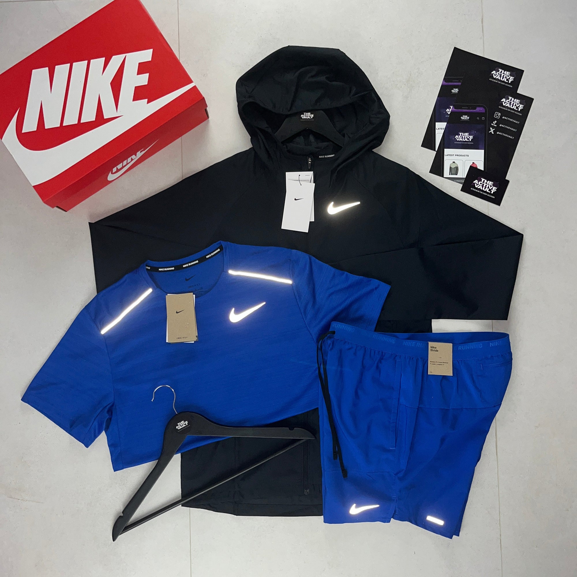 Nike Miler T-Shirt - Windrunner - Flex Stride Shorts Outfit - Royal Blue / Black / Royal Blue - Active Vault
