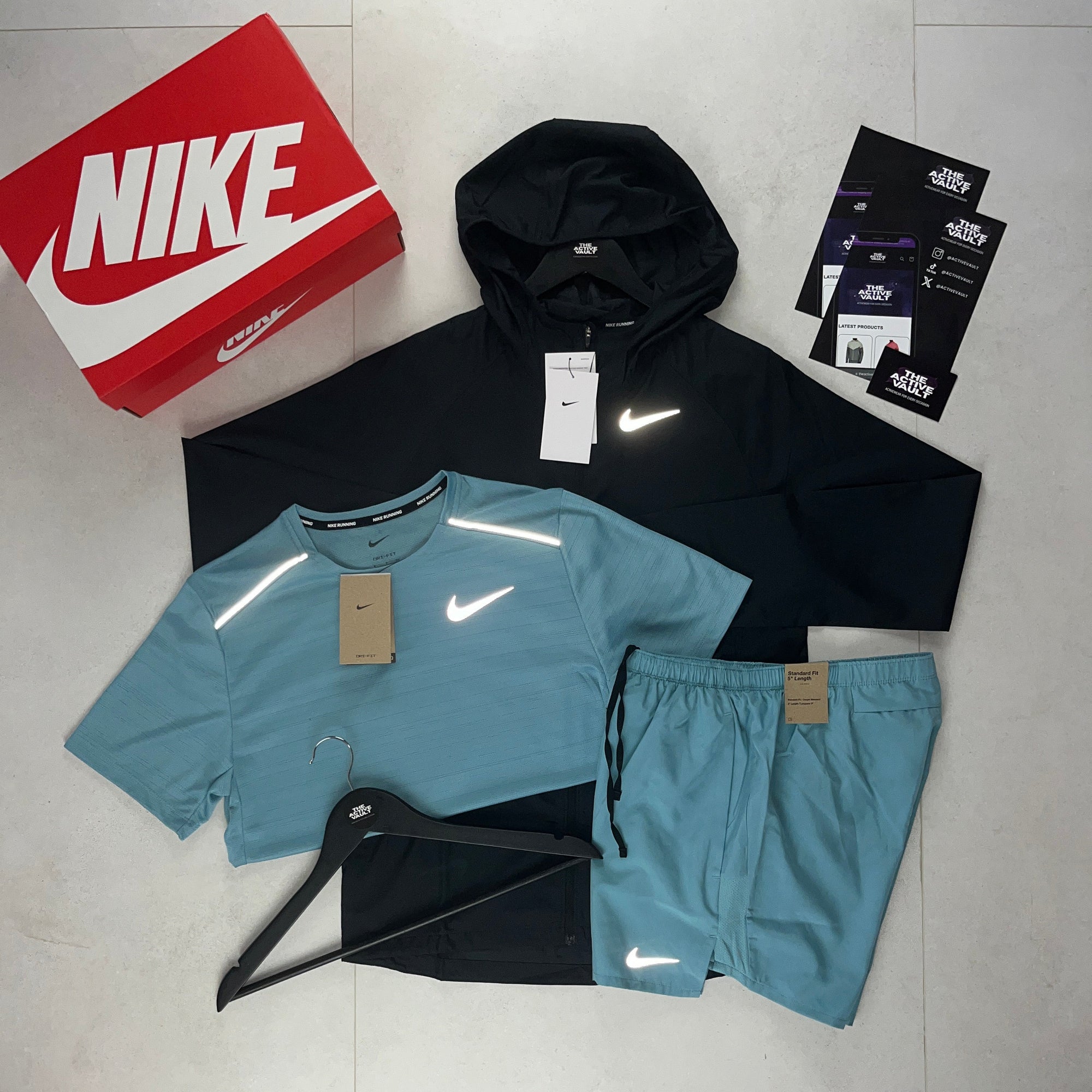 Nike Miler T-Shirt - Windrunner - Challenger Shorts Outfit - Denim Turquoise / Black / Denim Turquoise - Active Vault