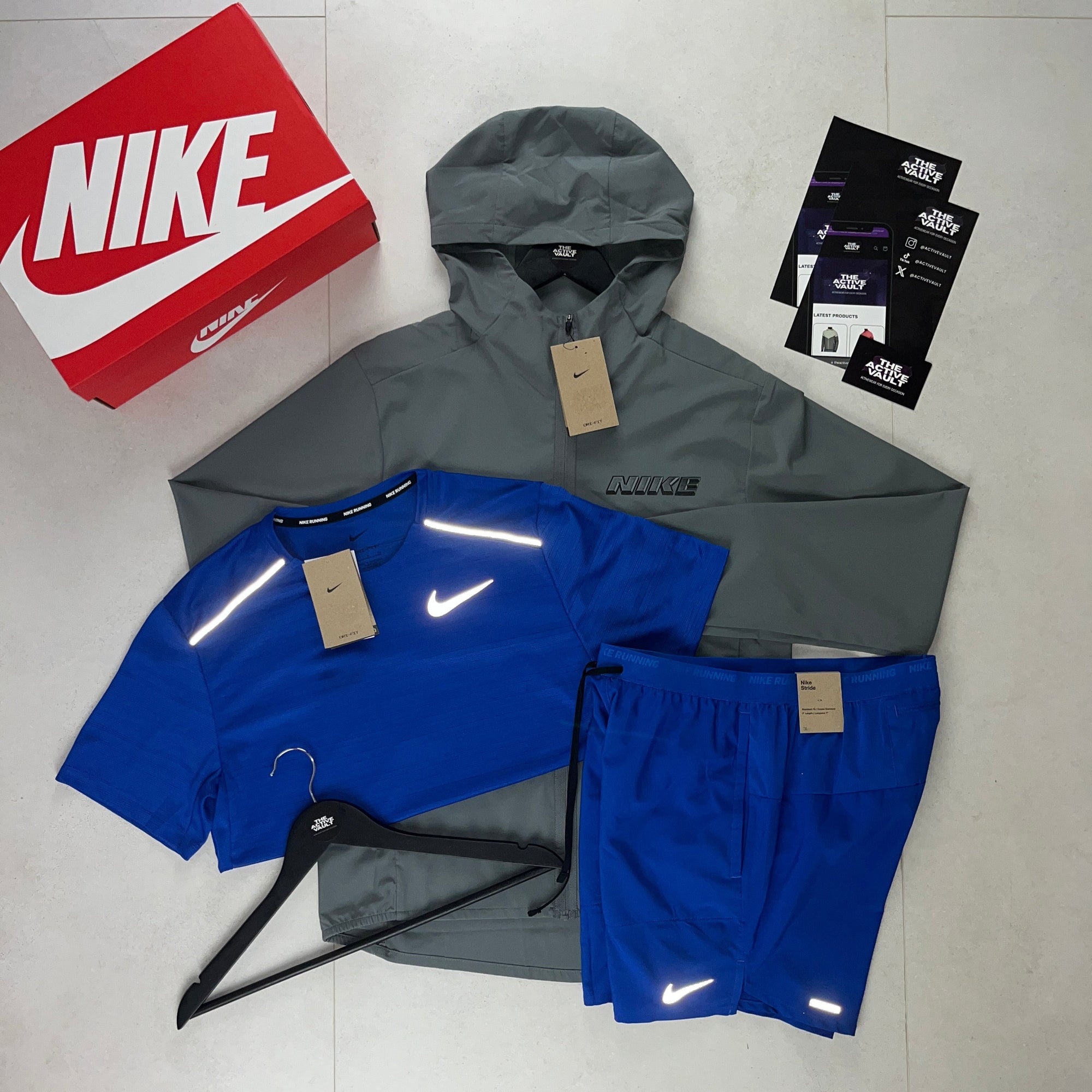 Nike Miler T-Shirt - Windrunner - Flex Stride Shorts Outfit - Royal Blue / Smoke Grey / Royal Blue - Active Vault