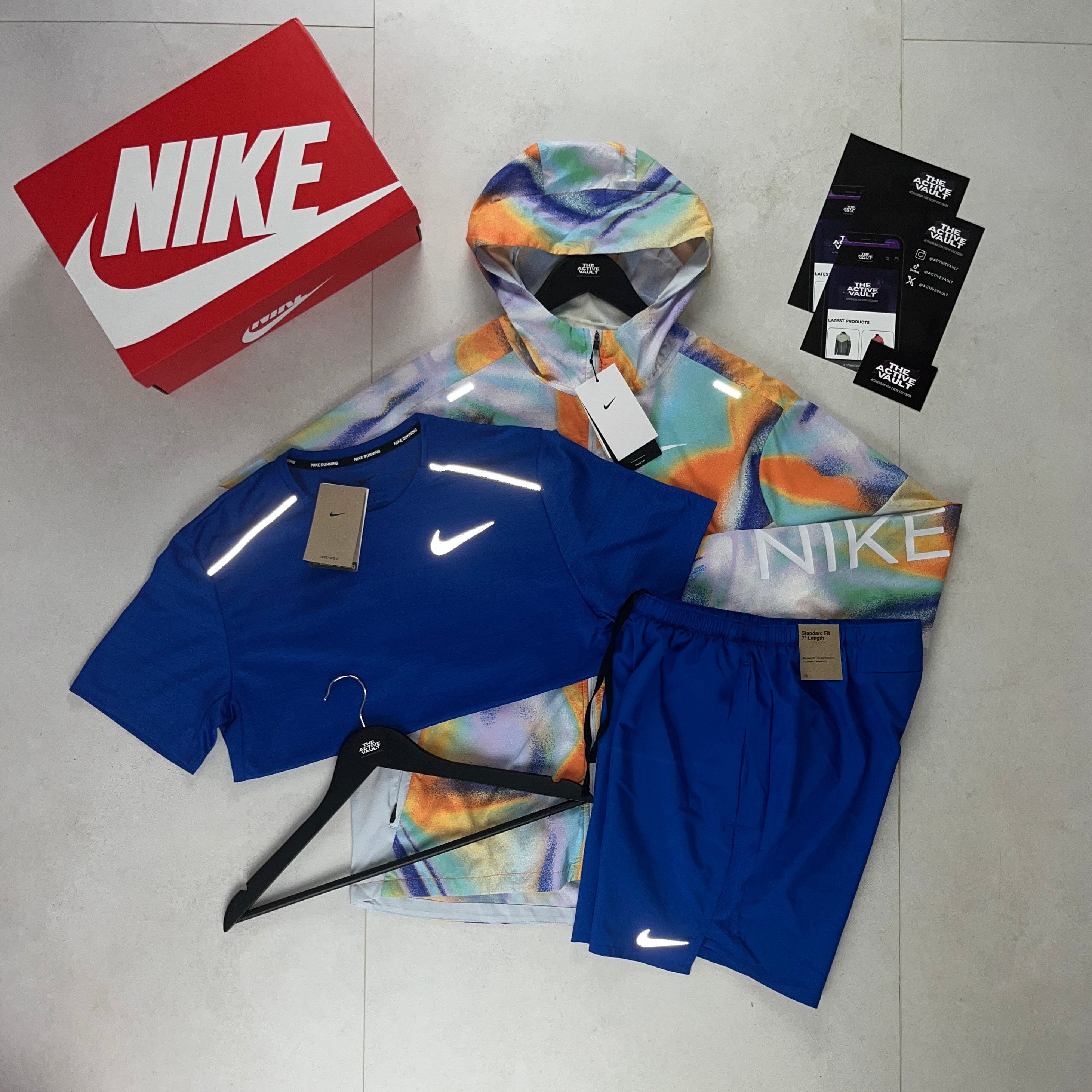 Nike Miler T-Shirt - Windrunner - Challenger Shorts Outfit - Royal Blue / Metallic Rainbow / Royal Blue - Active Vault