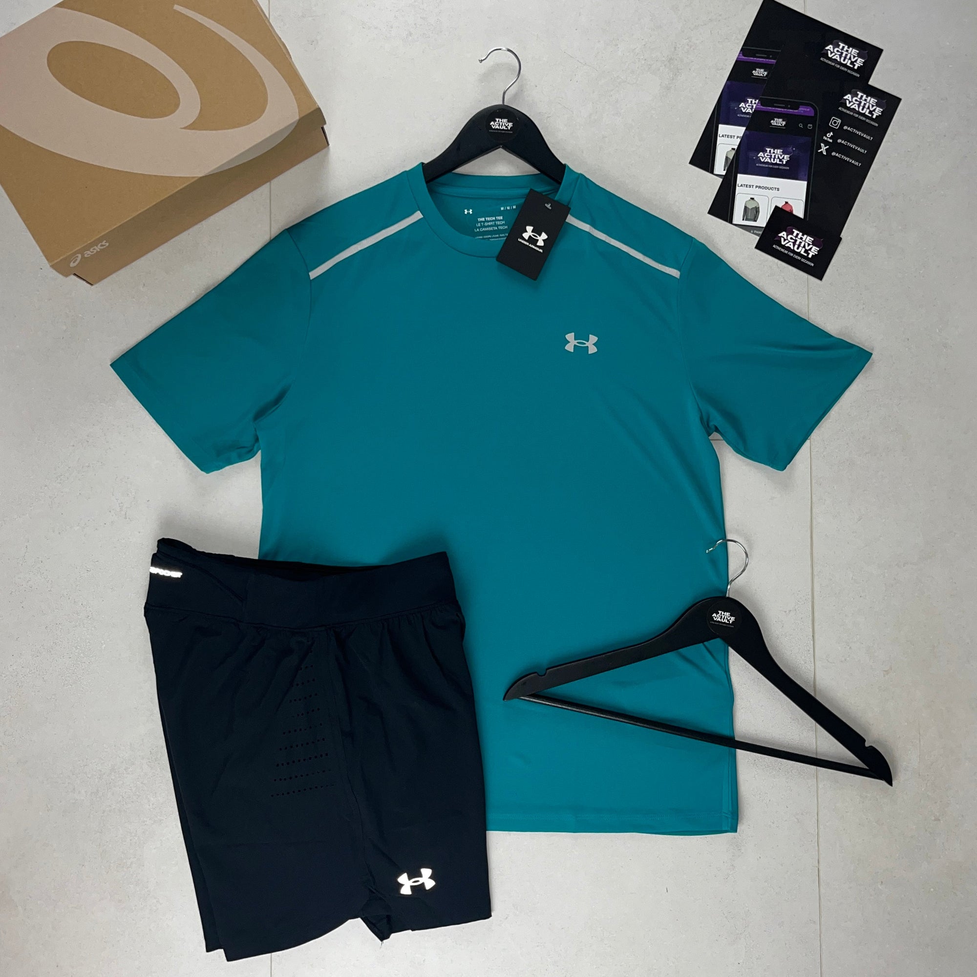 Under Armour Reflective Tech T-Shirt and Speedpocket Shorts Set - Teal / Black - Active Vault