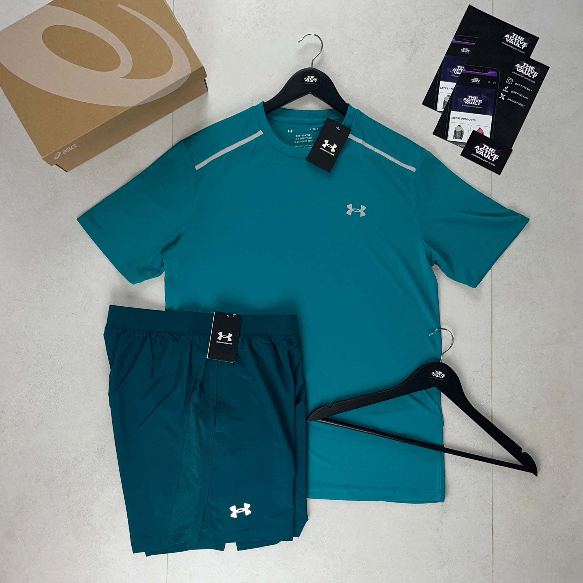 Under Armour Reflective Tech T-Shirt and Launch Shorts Set - Teal / Hydro Teal - Active Vault