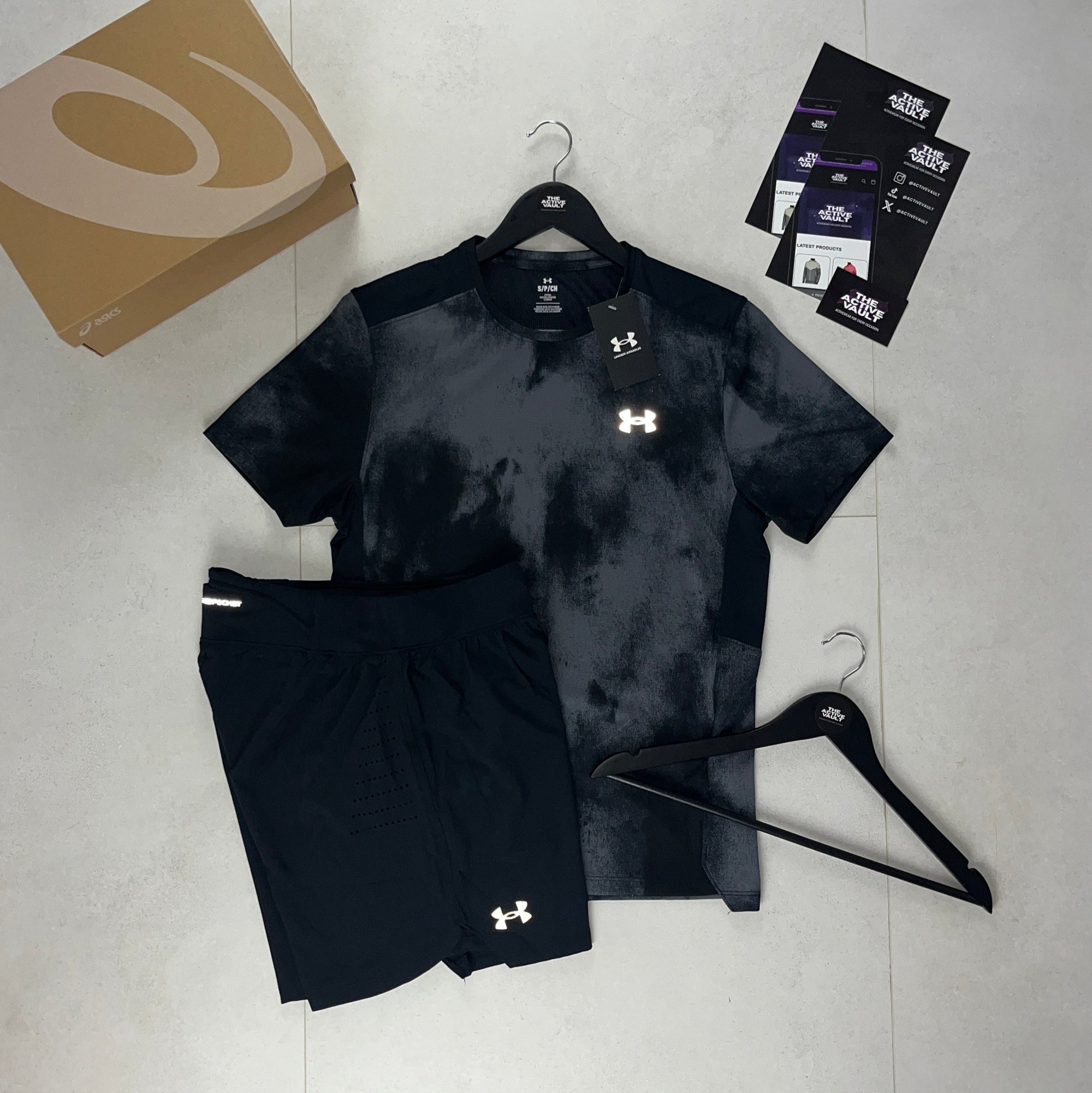 Under Armour Speed Stride Printed T-Shirt and Speedpocket Shorts Set - Black Camo / Black