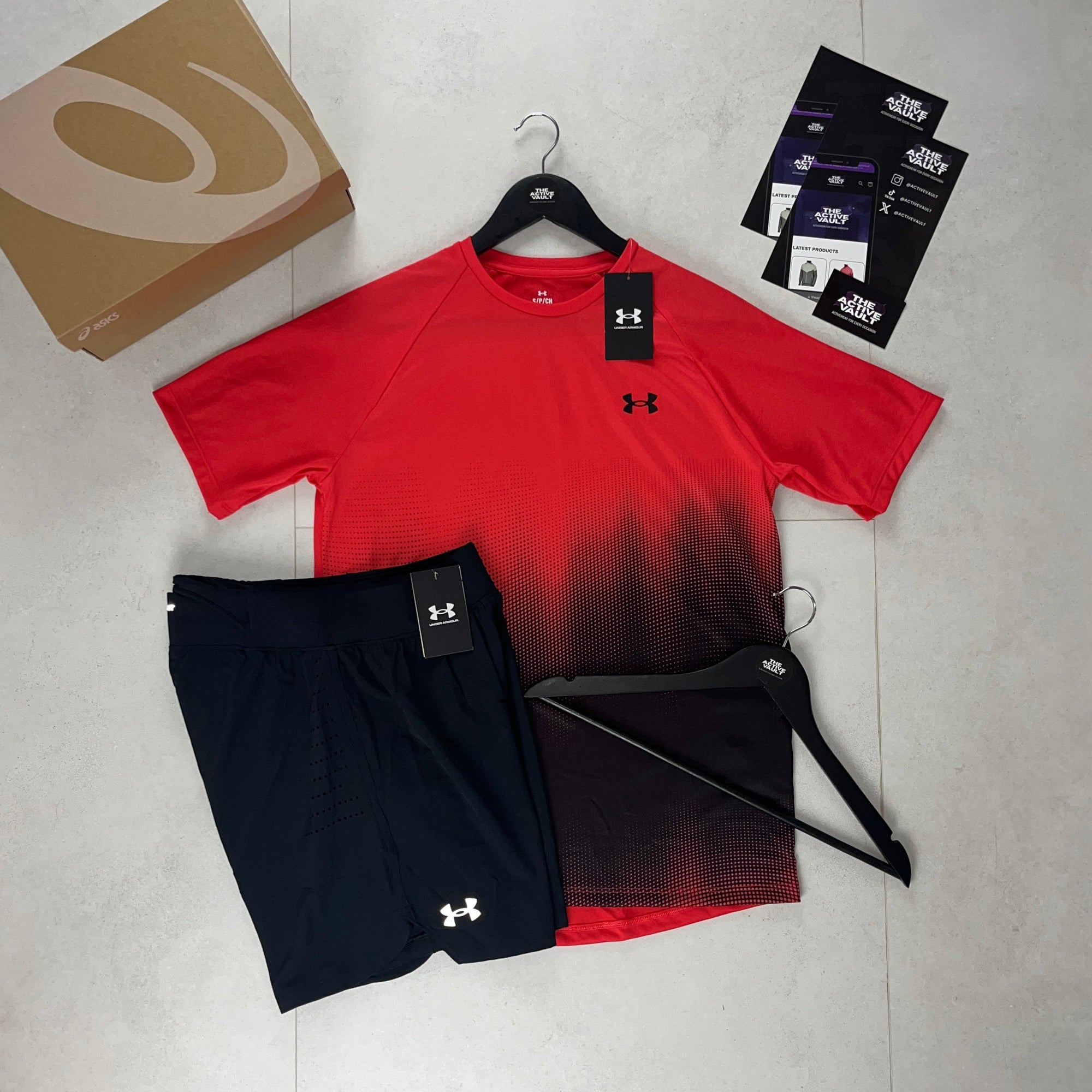 Under Armour Tech Fade T-Shirt and Speedpocket Shorts Set - Red / Black