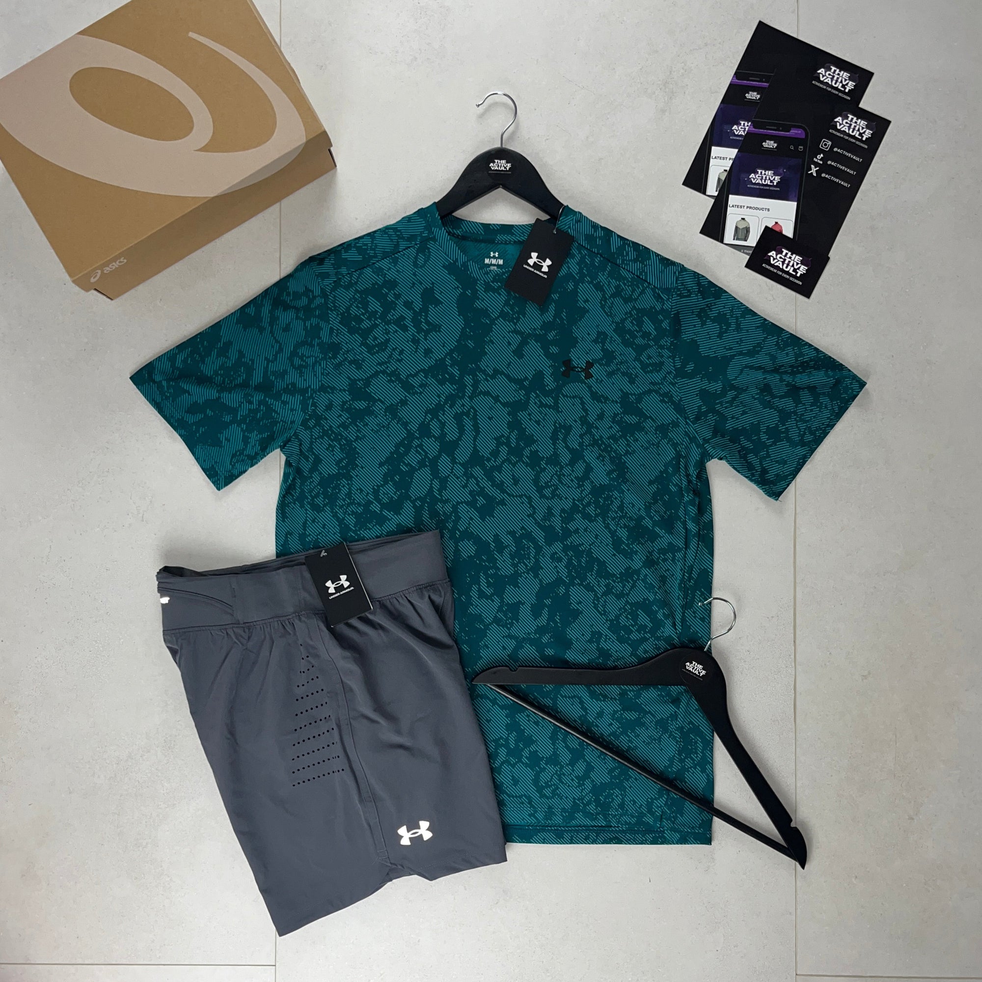 Under Armour Tech Geode T-Shirt and Speedpocket Shorts Set - Hydro Teal / Grey
