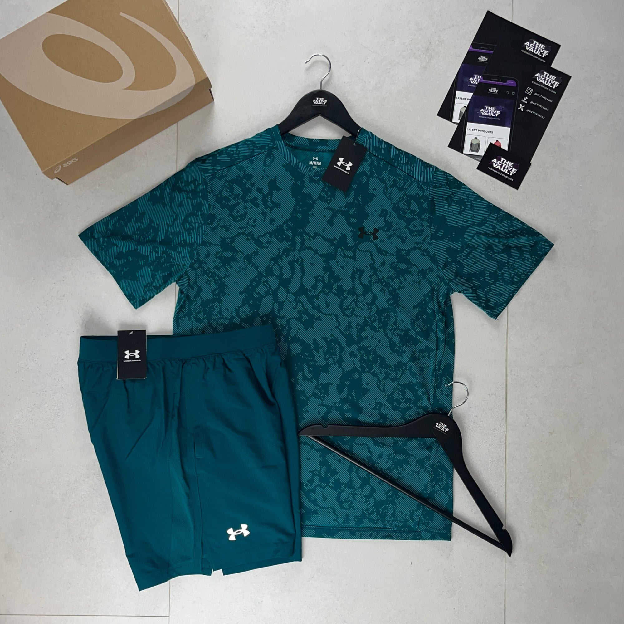 Under Armour Tech Geode T-Shirt and Launch Shorts Set - Hydro Teal / Hydro Teal