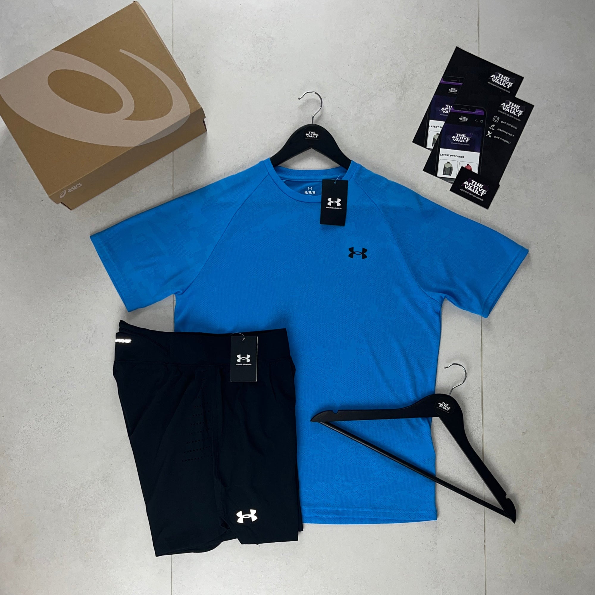 Under Armour Velocity Jacquard Camo T-Shirt and Speedpocket Shorts Set - Ether Blue / Black